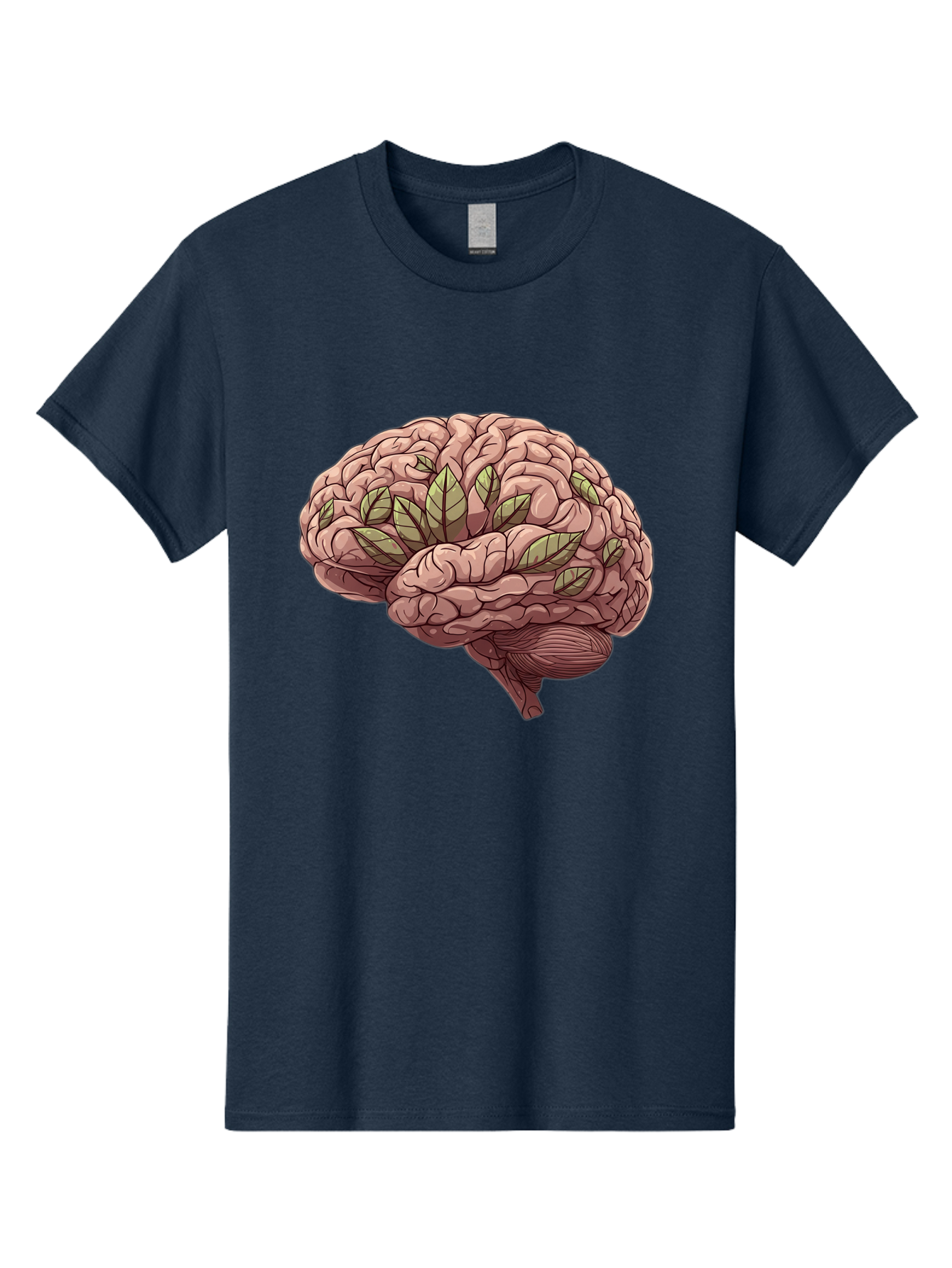 Brain-With-Marijuana-Leaves Men'S Graphic Tee, 100% Cotton, Comfortable Casual Summer Wear, Machine Washable, Human Brain, Leaves On Brain, Cognitive Function, Mental Wellness, Brain Health, Marijuana Effects, Cannabis And Brain Bae009