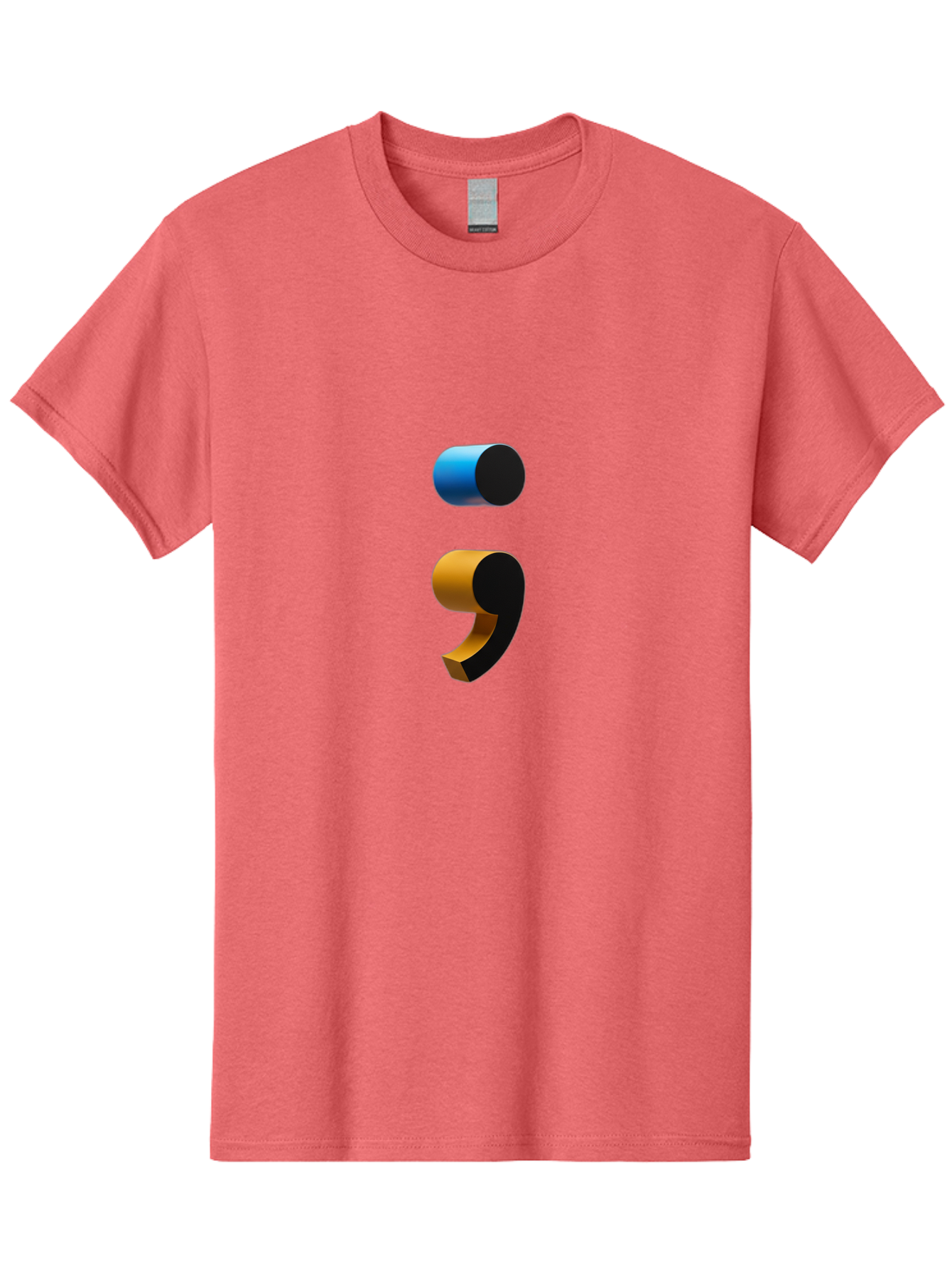 Comma-Semicolon Men'S Graphic Tee, 100% Cotton, Comfortable Casual Summer Wear, Machine Washable, Comma, Semicolon, Punctuation, Grammar, Writing, Language, Blue Comma, Orange Semicolon, 3D Punctuation Marks, Punctuation Symbols Bae013