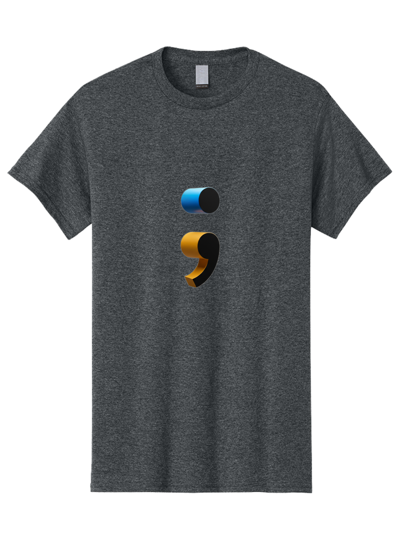 Comma-Semicolon Men'S Graphic Tee, 100% Cotton, Comfortable Casual Summer Wear, Machine Washable, Comma, Semicolon, Punctuation, Grammar, Writing, Language, Blue Comma, Orange Semicolon, 3D Punctuation Marks, Punctuation Symbols Bae013