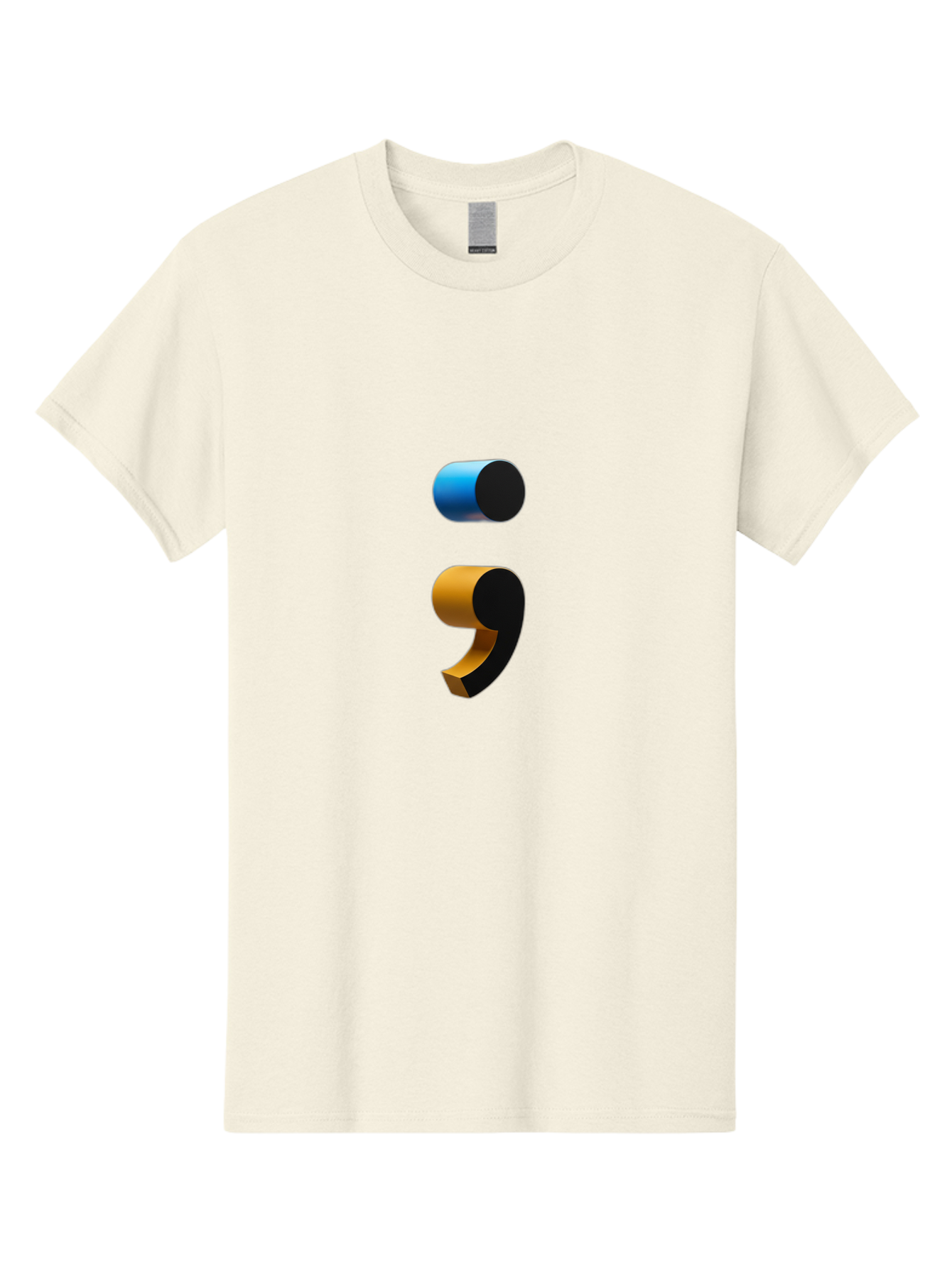 Comma-Semicolon Men'S Graphic Tee, 100% Cotton, Comfortable Casual Summer Wear, Machine Washable, Comma, Semicolon, Punctuation, Grammar, Writing, Language, Blue Comma, Orange Semicolon, 3D Punctuation Marks, Punctuation Symbols Bae013