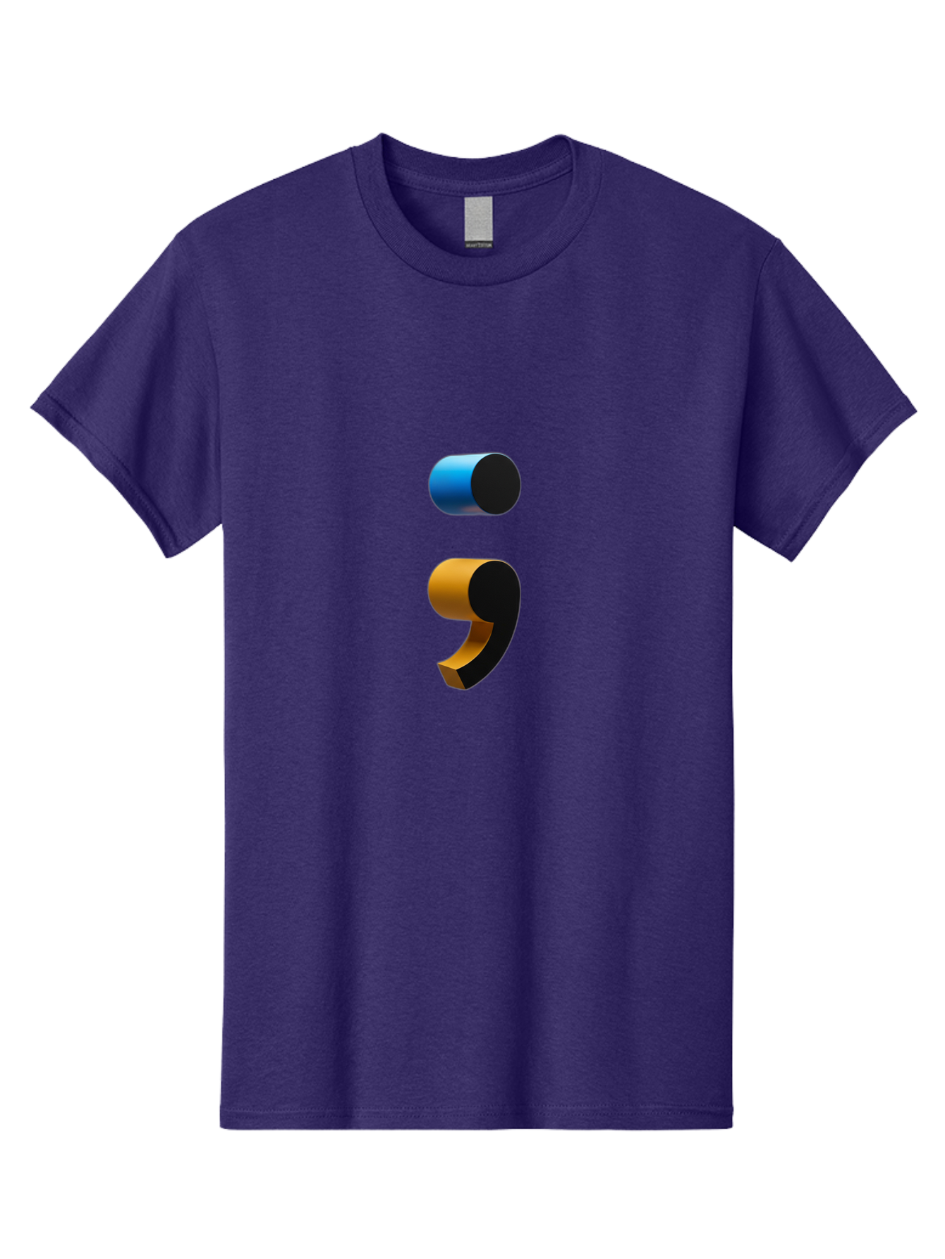 Comma-Semicolon Men'S Graphic Tee, 100% Cotton, Comfortable Casual Summer Wear, Machine Washable, Comma, Semicolon, Punctuation, Grammar, Writing, Language, Blue Comma, Orange Semicolon, 3D Punctuation Marks, Punctuation Symbols Bae013