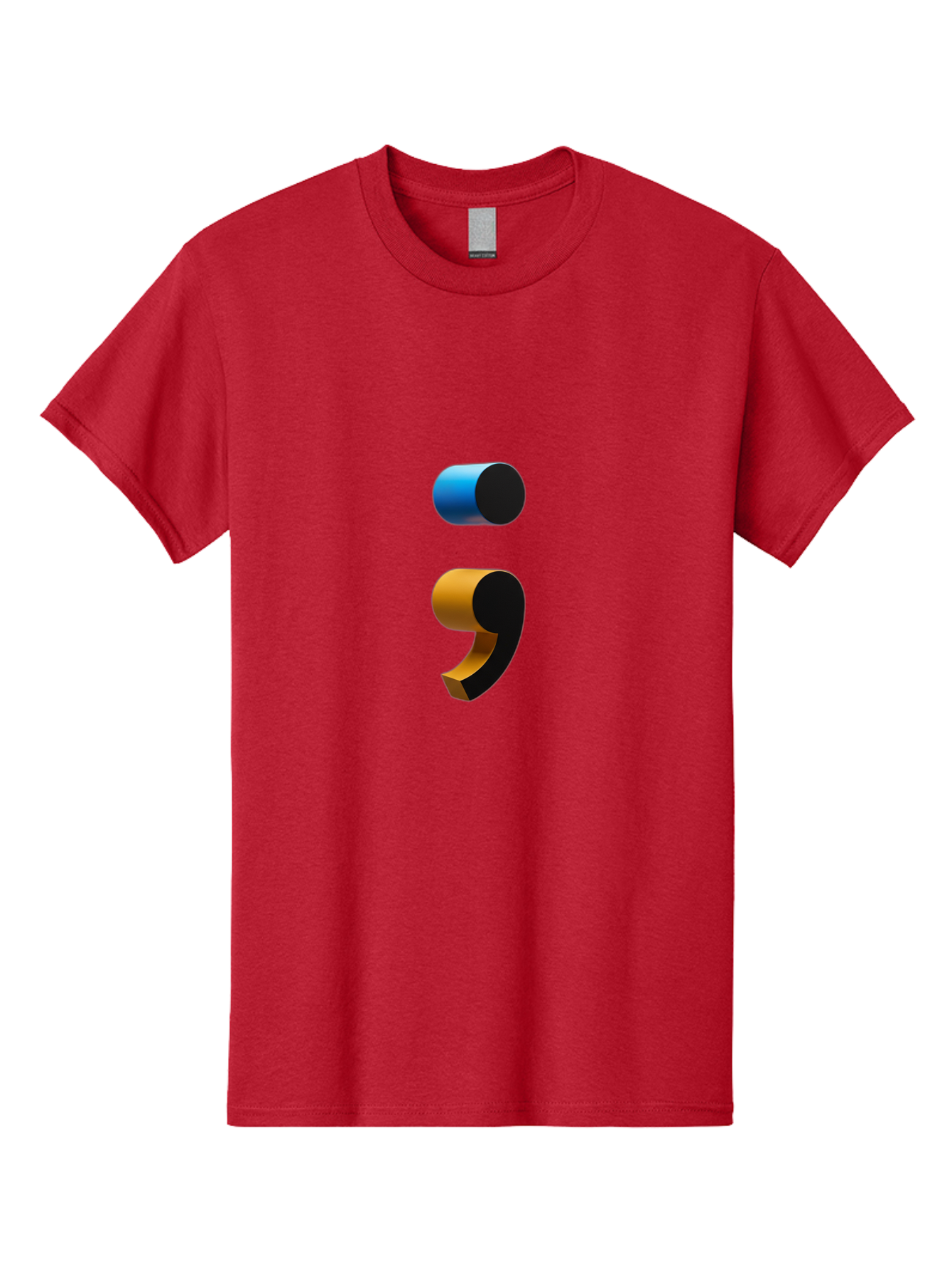 Comma-Semicolon Men'S Graphic Tee, 100% Cotton, Comfortable Casual Summer Wear, Machine Washable, Comma, Semicolon, Punctuation, Grammar, Writing, Language, Blue Comma, Orange Semicolon, 3D Punctuation Marks, Punctuation Symbols Bae013