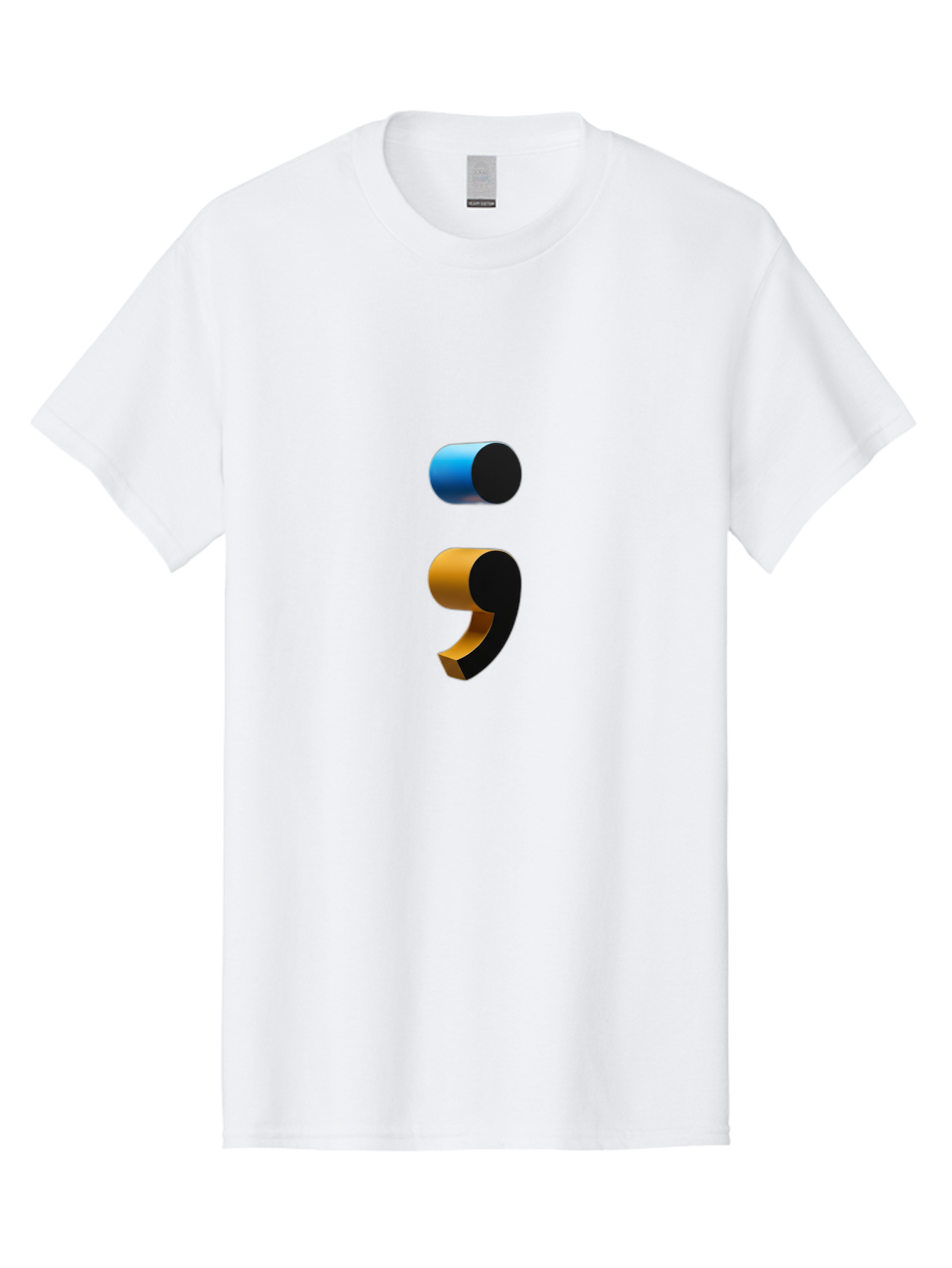 Comma-Semicolon Men'S Graphic Tee, 100% Cotton, Comfortable Casual Summer Wear, Machine Washable, Comma, Semicolon, Punctuation, Grammar, Writing, Language, Blue Comma, Orange Semicolon, 3D Punctuation Marks, Punctuation Symbols Bae013