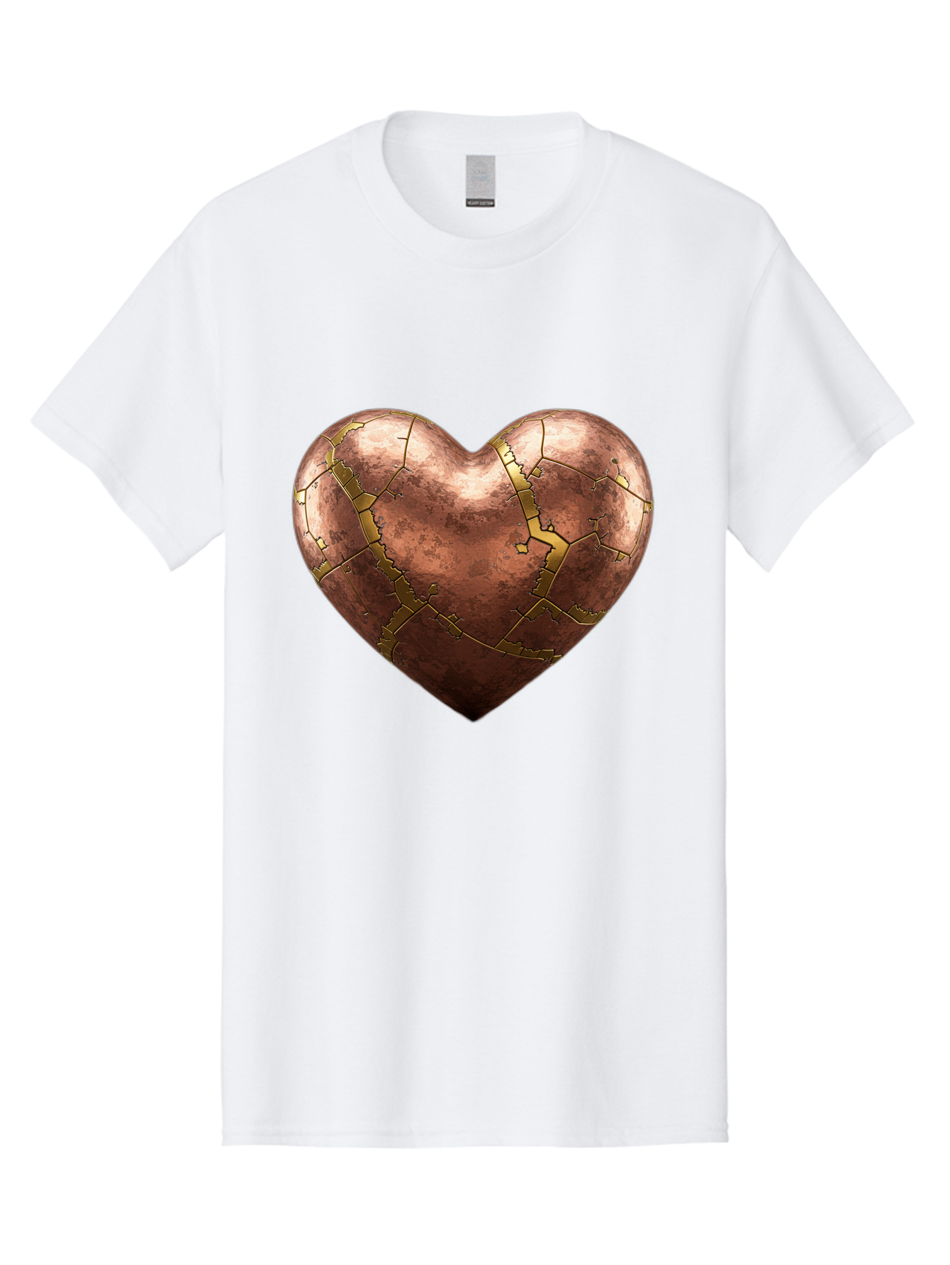 Cracked-Heart-2 Men'S Graphic Tee, 100% Cotton, Comfortable Casual Summer Wear, Machine Washable, Kintsugi Heart, Broken Heart, Cracked Heart, Heart Symbol, Repair, Restoration, Love, Heartbreak, Symbolism, Metaphor, Art, Gold, Broken Pieces Bae015