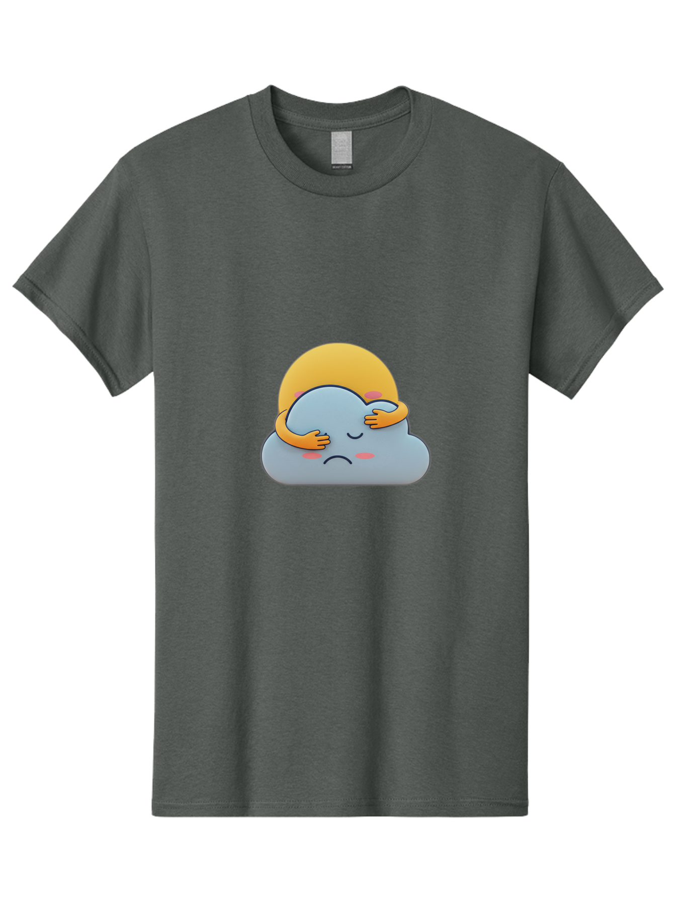 Crying-Cloud Men'S Graphic Tee, 100% Cotton, Comfortable Casual Summer Wear, Machine Washable, Sad Cloud, Unhappy Weather, Emotional Weather, Humanized Cloud, Kawaii Art, Cartoon Character, Weather Emoticon, Adorable Illustration, Cute Design Bae017