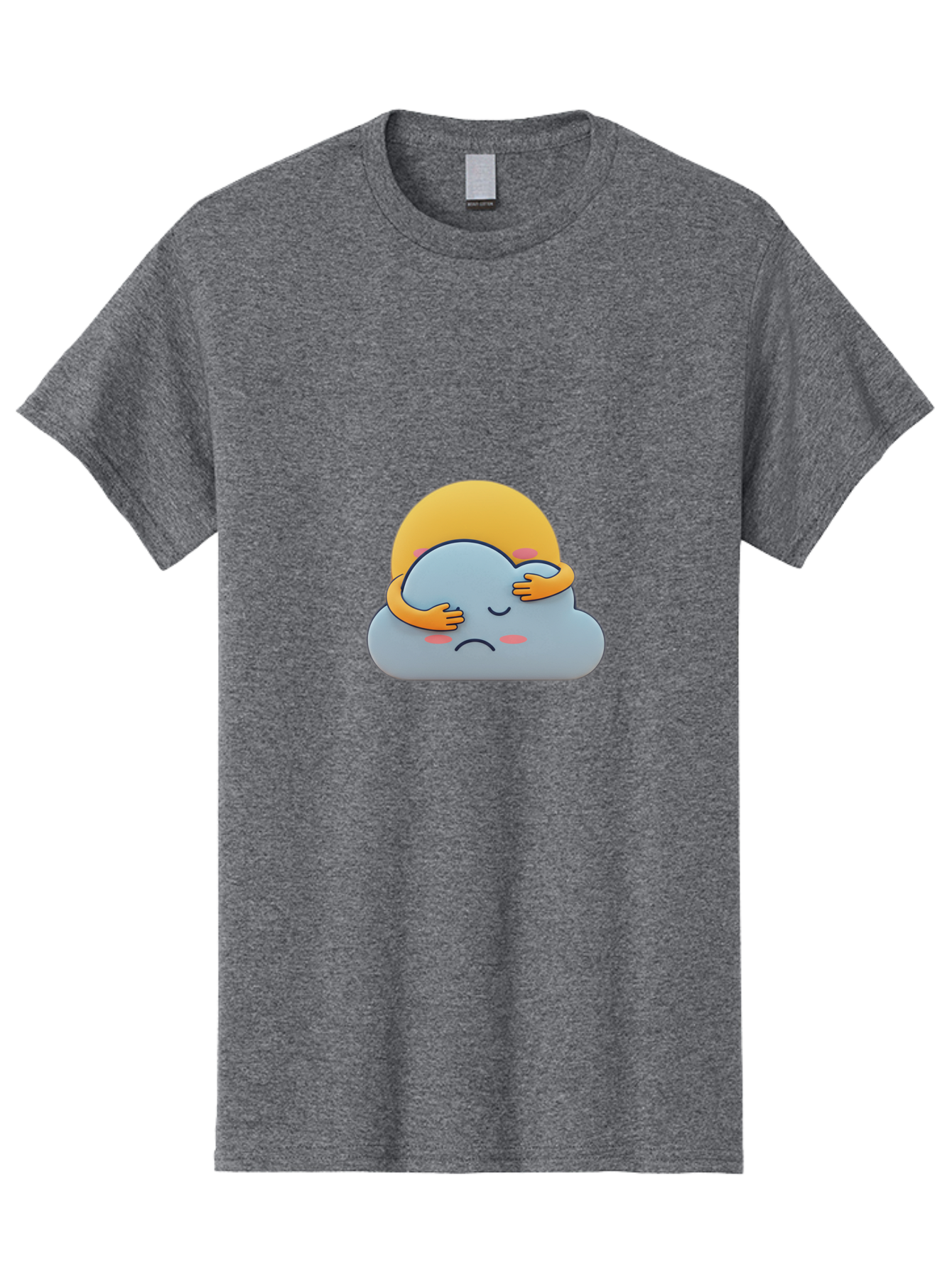 Crying-Cloud Men'S Graphic Tee, 100% Cotton, Comfortable Casual Summer Wear, Machine Washable, Sad Cloud, Unhappy Weather, Emotional Weather, Humanized Cloud, Kawaii Art, Cartoon Character, Weather Emoticon, Adorable Illustration, Cute Design Bae017
