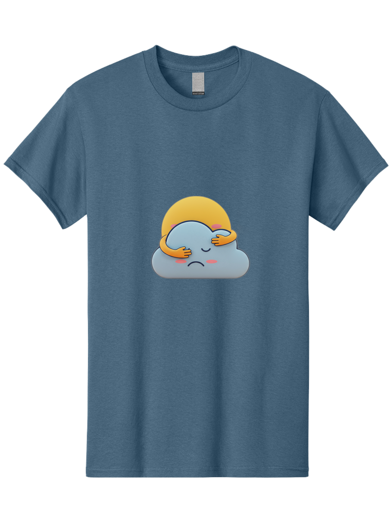Crying-Cloud Men'S Graphic Tee, 100% Cotton, Comfortable Casual Summer Wear, Machine Washable, Sad Cloud, Unhappy Weather, Emotional Weather, Humanized Cloud, Kawaii Art, Cartoon Character, Weather Emoticon, Adorable Illustration, Cute Design Bae017