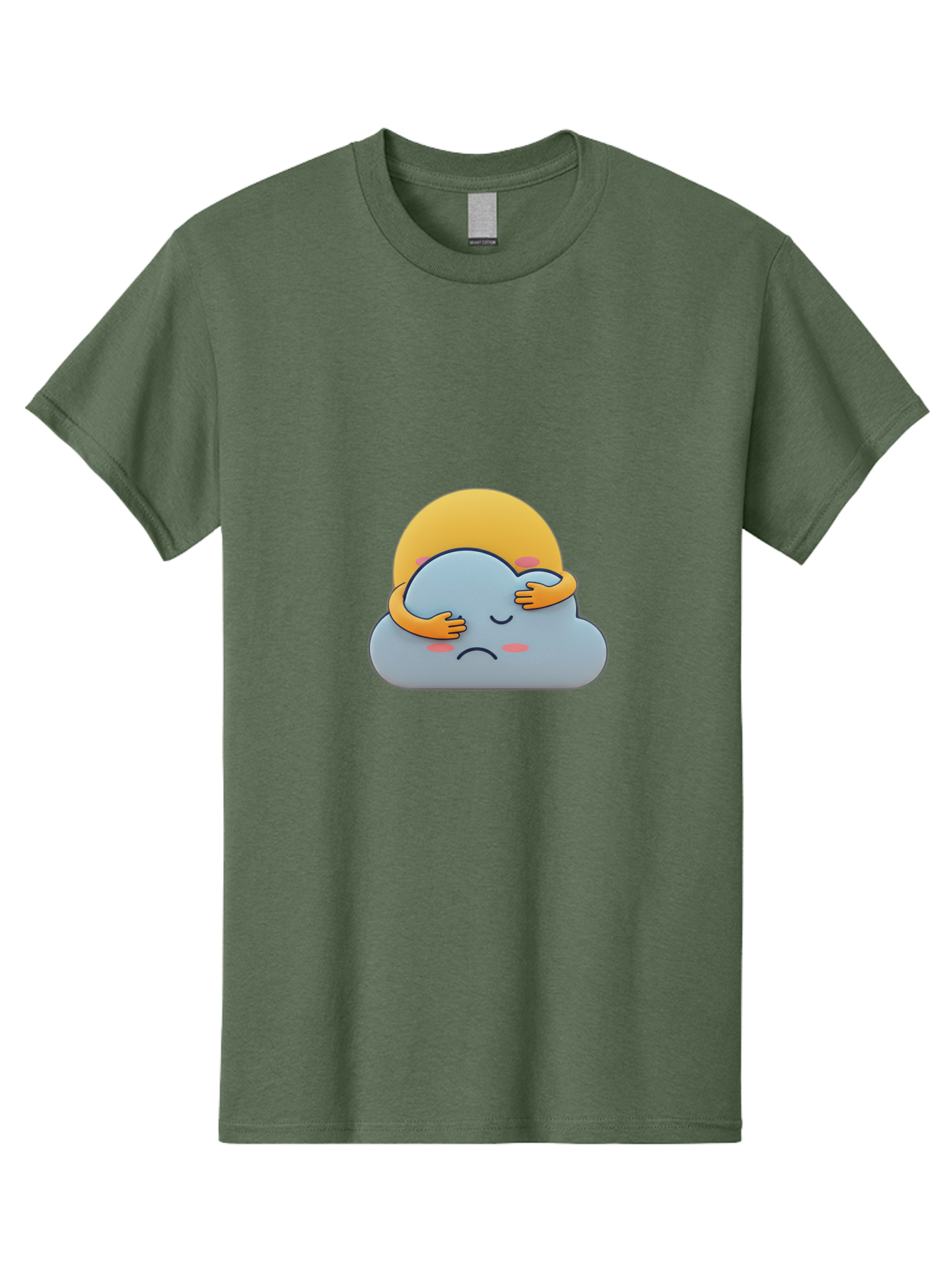 Crying-Cloud Men'S Graphic Tee, 100% Cotton, Comfortable Casual Summer Wear, Machine Washable, Sad Cloud, Unhappy Weather, Emotional Weather, Humanized Cloud, Kawaii Art, Cartoon Character, Weather Emoticon, Adorable Illustration, Cute Design Bae017