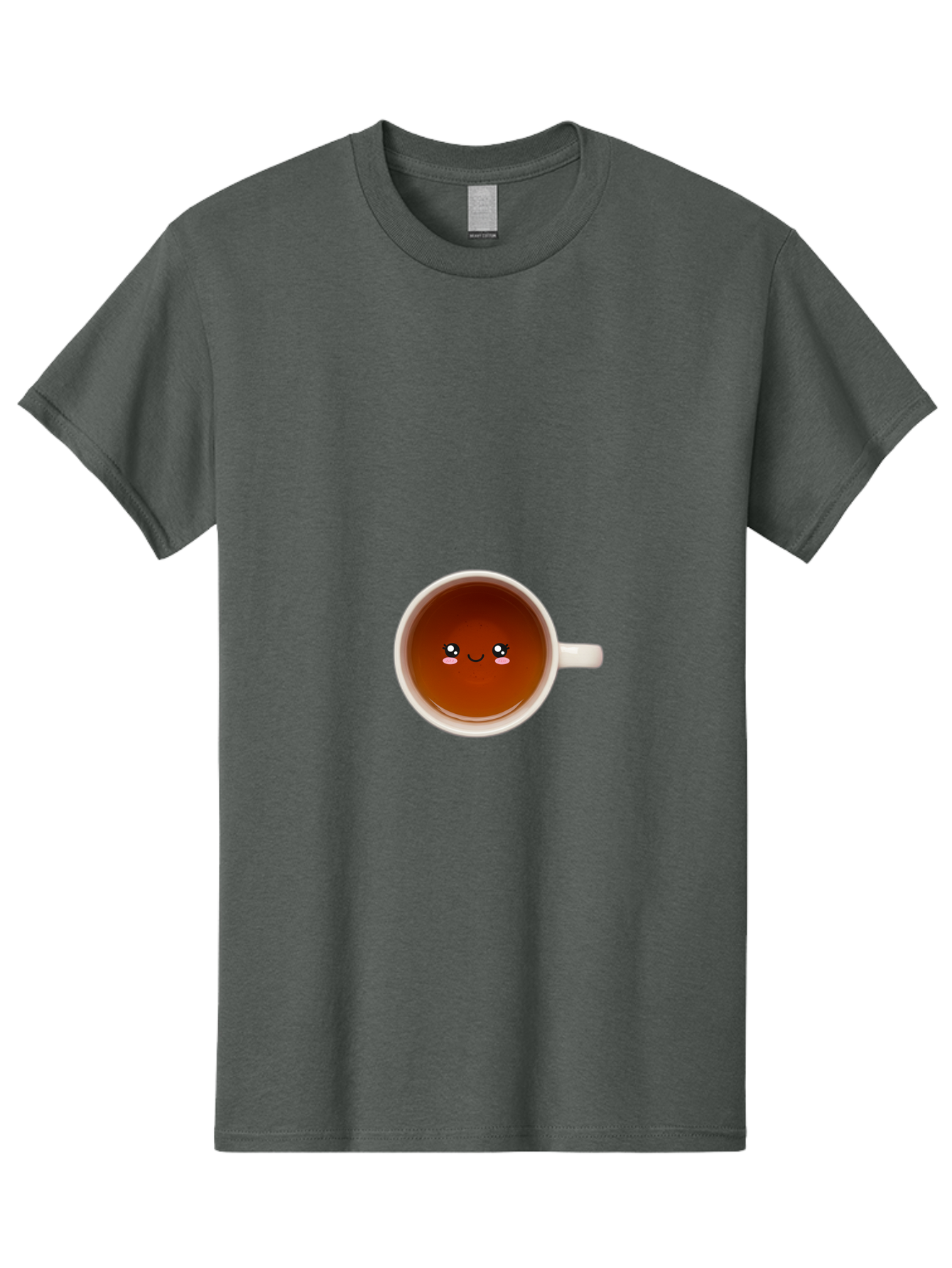 Cup-Of-Tea Men'S Graphic Tee, 100% Cotton, Comfortable Casual Summer Wear, Machine Washable, Cup Of Tea, Smiling Face, Cute Cartoon Character, Adorable Beverage, Relaxing Drink, Soothing Tea, Charming Mug, Kawaii Art Bae018