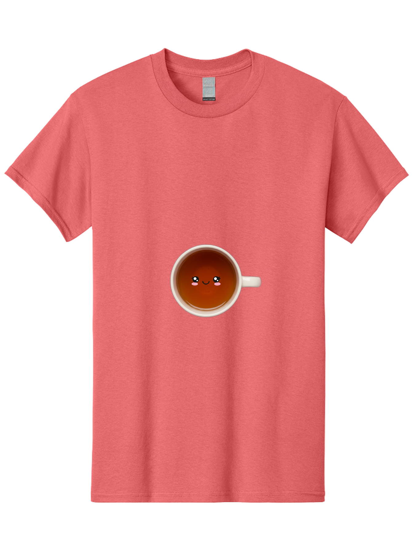 Cup-Of-Tea Men'S Graphic Tee, 100% Cotton, Comfortable Casual Summer Wear, Machine Washable, Cup Of Tea, Smiling Face, Cute Cartoon Character, Adorable Beverage, Relaxing Drink, Soothing Tea, Charming Mug, Kawaii Art Bae018
