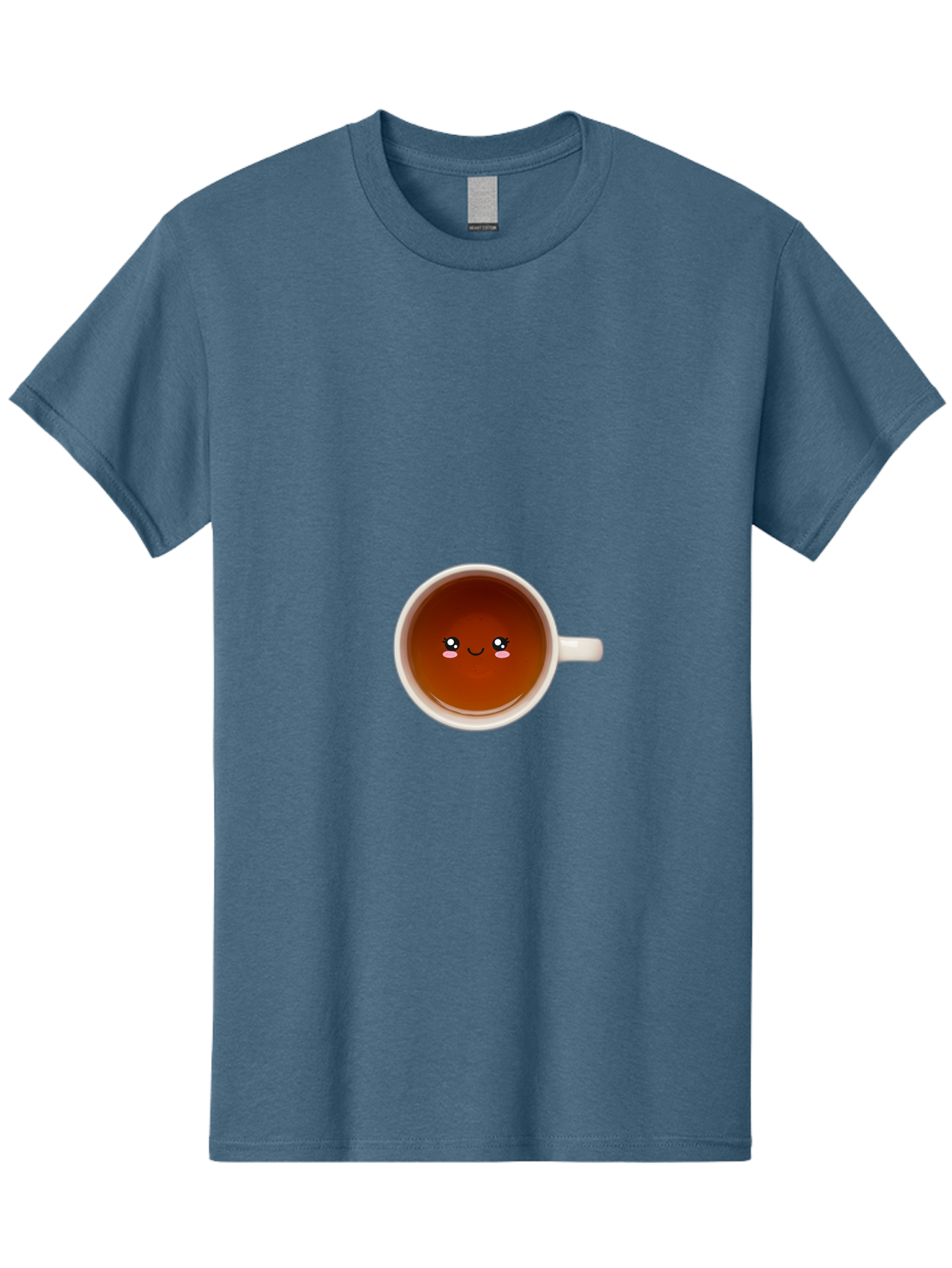 Cup-Of-Tea Men'S Graphic Tee, 100% Cotton, Comfortable Casual Summer Wear, Machine Washable, Cup Of Tea, Smiling Face, Cute Cartoon Character, Adorable Beverage, Relaxing Drink, Soothing Tea, Charming Mug, Kawaii Art Bae018