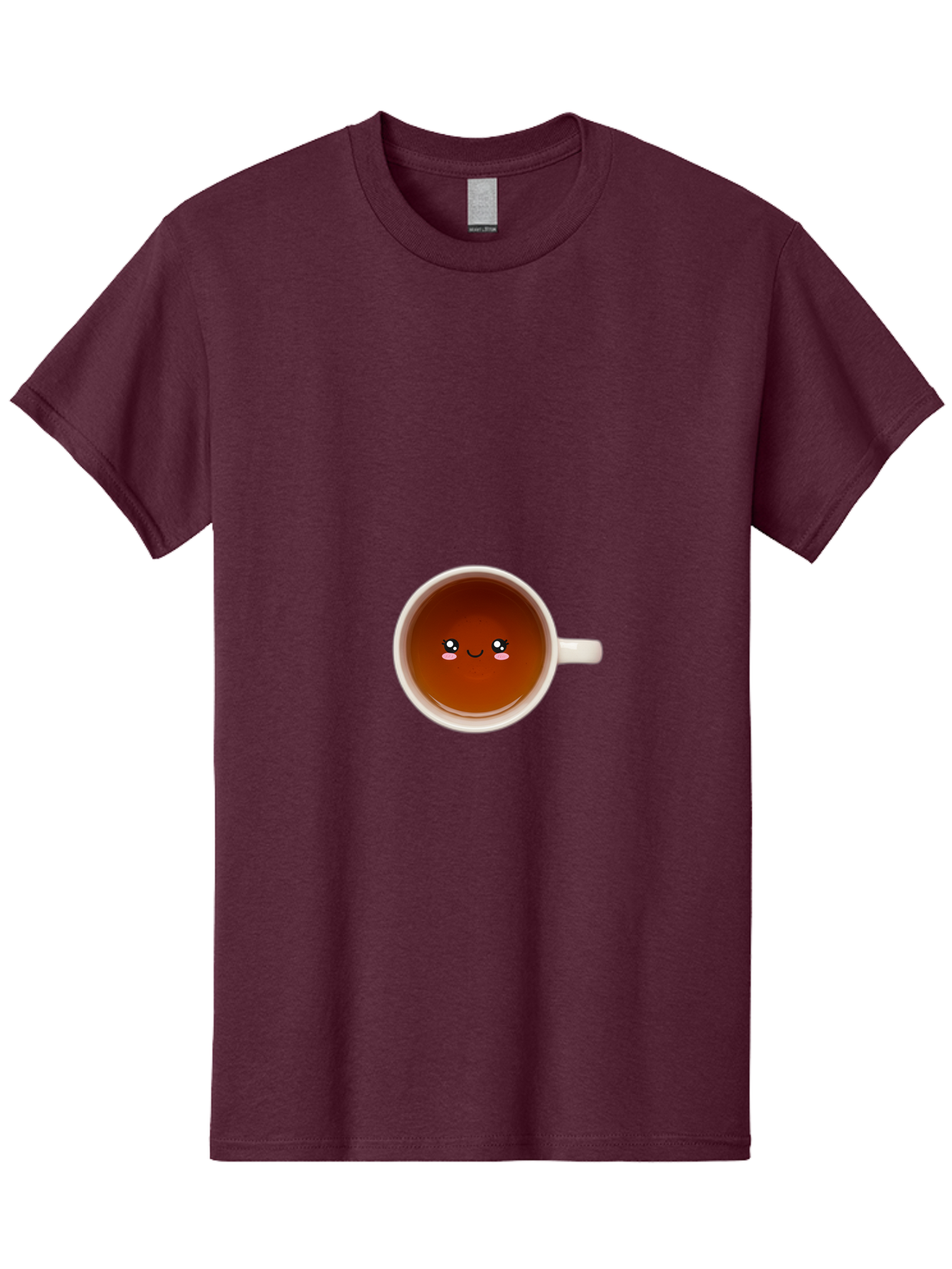 Cup-Of-Tea Men'S Graphic Tee, 100% Cotton, Comfortable Casual Summer Wear, Machine Washable, Cup Of Tea, Smiling Face, Cute Cartoon Character, Adorable Beverage, Relaxing Drink, Soothing Tea, Charming Mug, Kawaii Art Bae018