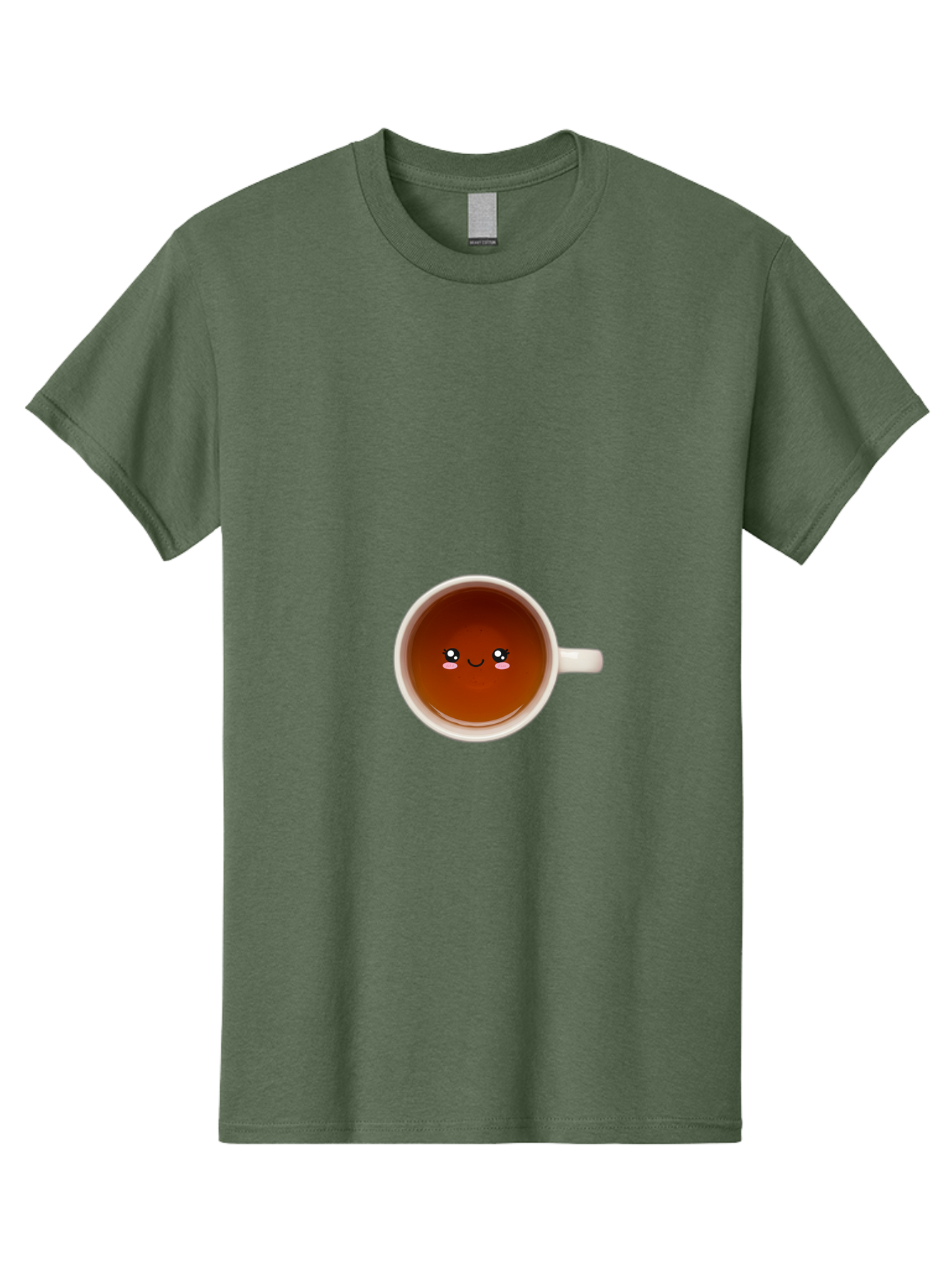 Cup-Of-Tea Men'S Graphic Tee, 100% Cotton, Comfortable Casual Summer Wear, Machine Washable, Cup Of Tea, Smiling Face, Cute Cartoon Character, Adorable Beverage, Relaxing Drink, Soothing Tea, Charming Mug, Kawaii Art Bae018