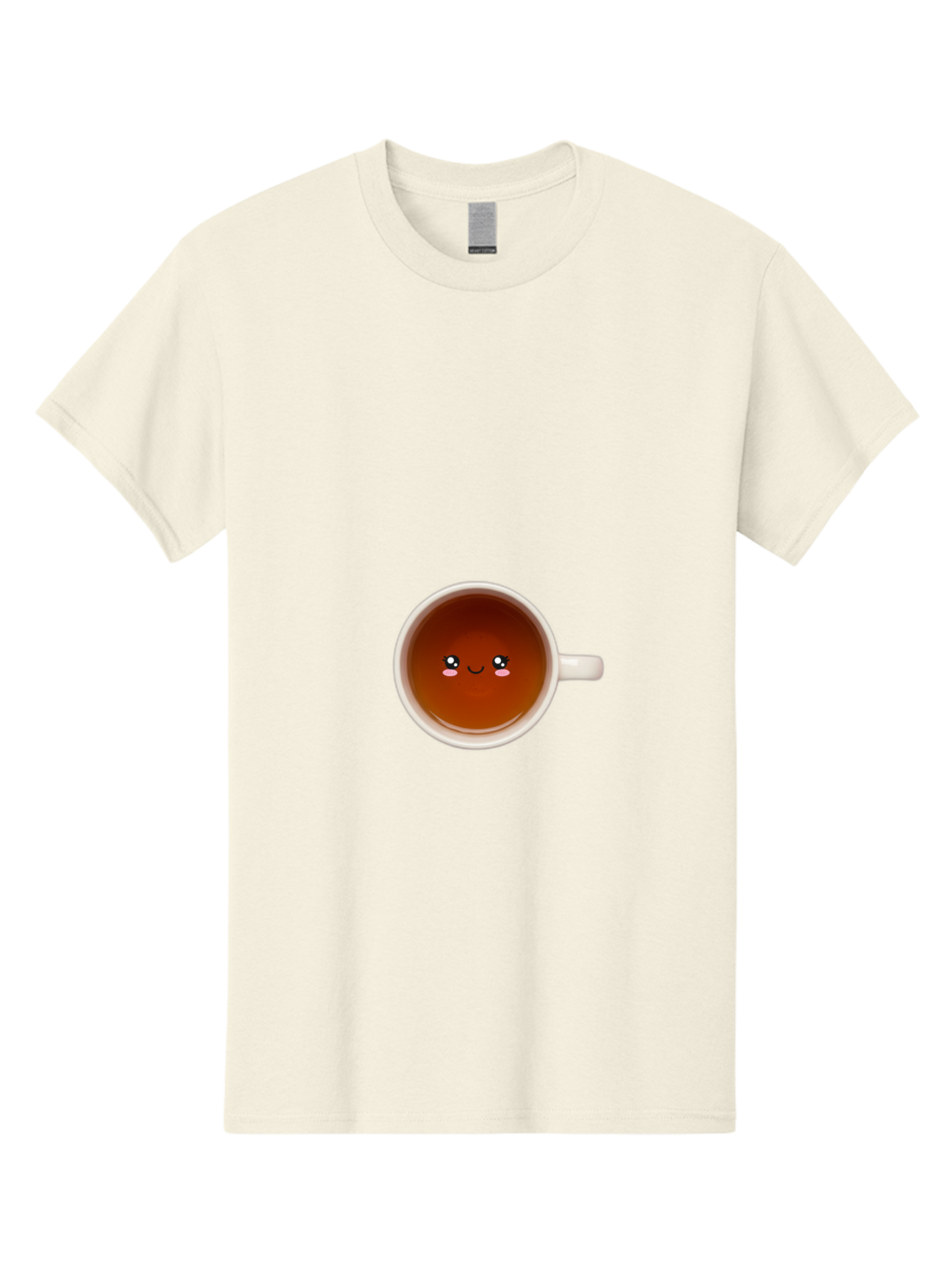 Cup-Of-Tea Men'S Graphic Tee, 100% Cotton, Comfortable Casual Summer Wear, Machine Washable, Cup Of Tea, Smiling Face, Cute Cartoon Character, Adorable Beverage, Relaxing Drink, Soothing Tea, Charming Mug, Kawaii Art Bae018