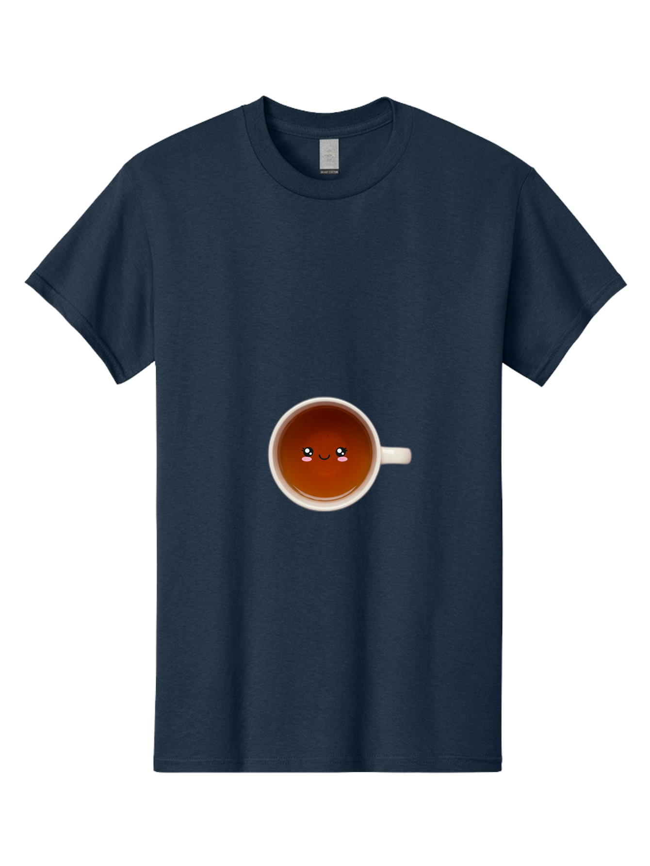 Cup-Of-Tea Men'S Graphic Tee, 100% Cotton, Comfortable Casual Summer Wear, Machine Washable, Cup Of Tea, Smiling Face, Cute Cartoon Character, Adorable Beverage, Relaxing Drink, Soothing Tea, Charming Mug, Kawaii Art Bae018