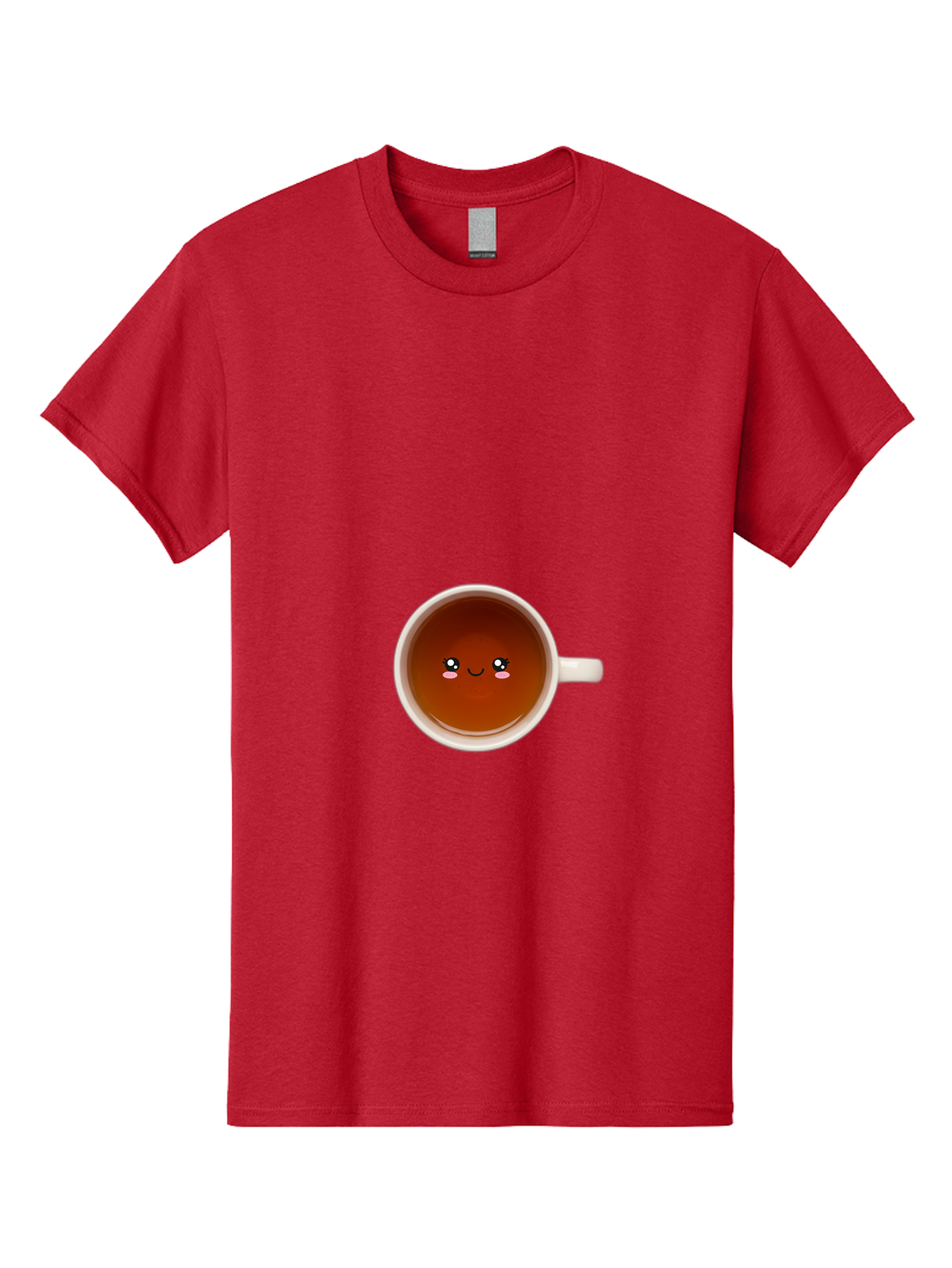Cup-Of-Tea Men'S Graphic Tee, 100% Cotton, Comfortable Casual Summer Wear, Machine Washable, Cup Of Tea, Smiling Face, Cute Cartoon Character, Adorable Beverage, Relaxing Drink, Soothing Tea, Charming Mug, Kawaii Art Bae018