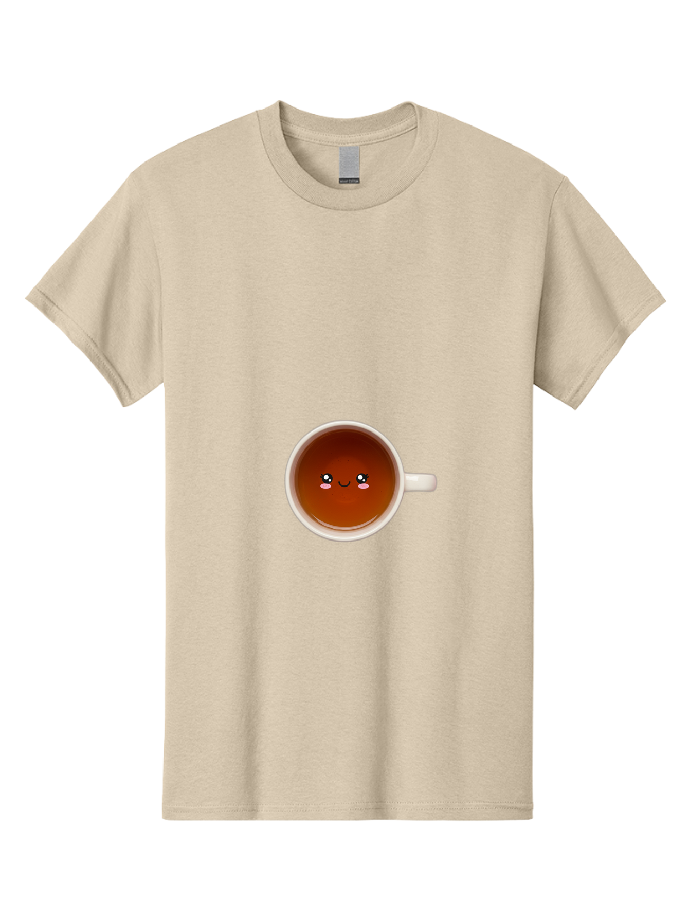 Cup-Of-Tea Men'S Graphic Tee, 100% Cotton, Comfortable Casual Summer Wear, Machine Washable, Cup Of Tea, Smiling Face, Cute Cartoon Character, Adorable Beverage, Relaxing Drink, Soothing Tea, Charming Mug, Kawaii Art Bae018