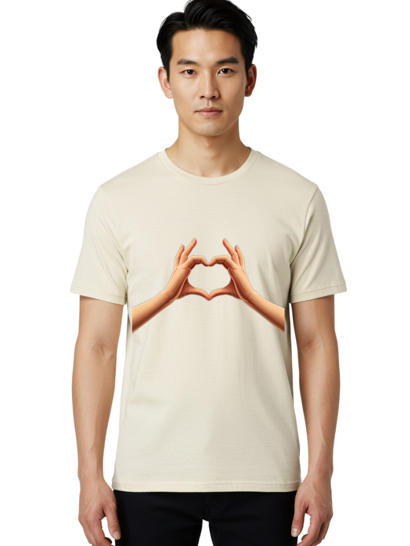 Hands-Forming-Heart Men'S Graphic Tee, 100% Cotton, Comfortable Casual Summer Wear, Machine Washable, Hands Forming A Heart, Love Symbol, Heart Gesture, Affection, Tenderness, Care, Kindness, Charity, Volunteer Work, Donation Bae027