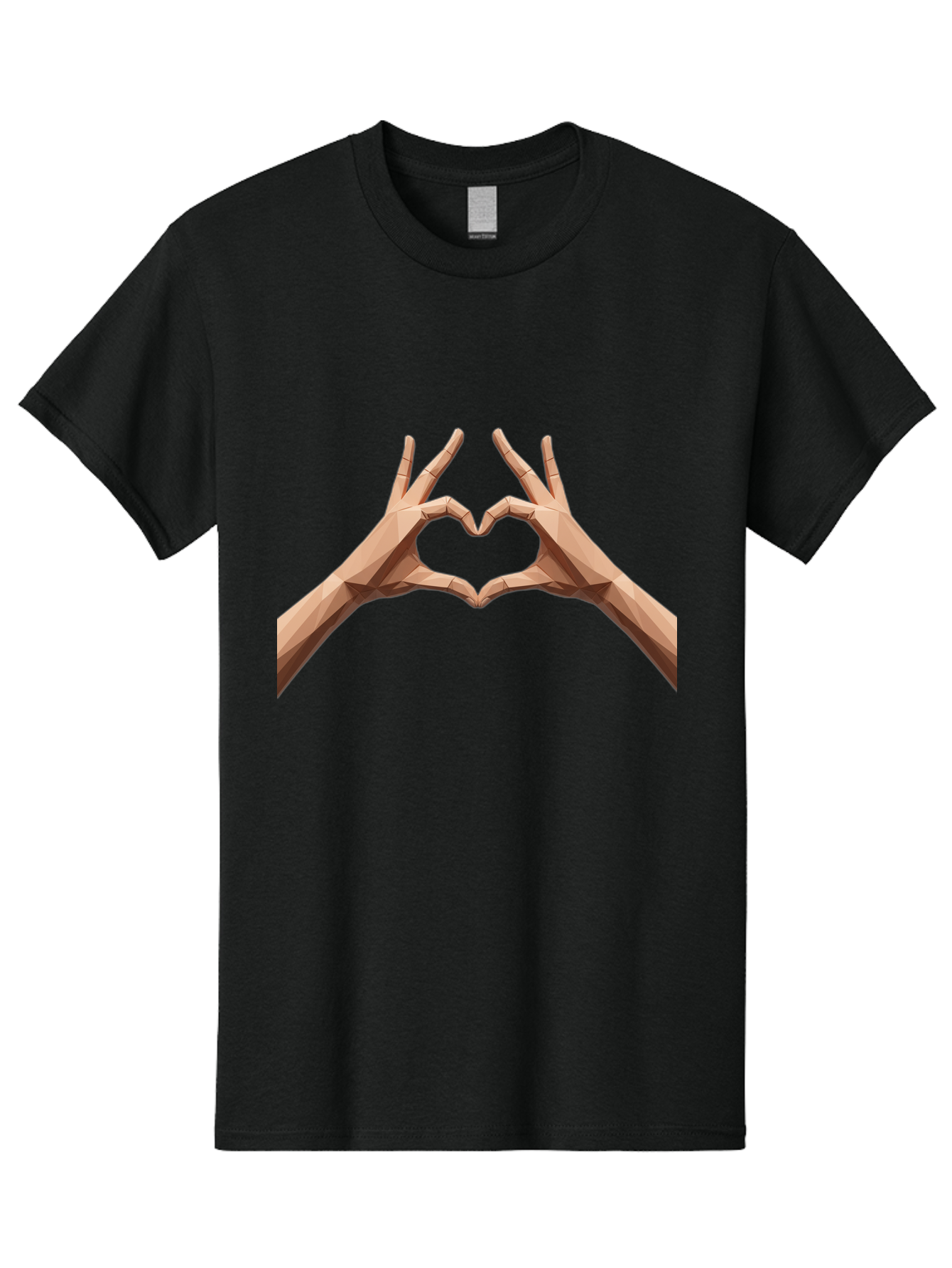 Hands-Heart-Gesture Men'S Graphic Tee, 100% Cotton, Comfortable Casual Summer Wear, Machine Washable, Low Poly Hands, Heart Shape, Love Symbol, 3D Art, Geometric Design, Affectionate Gesture, Digital Illustration, Heart Hands Bae028