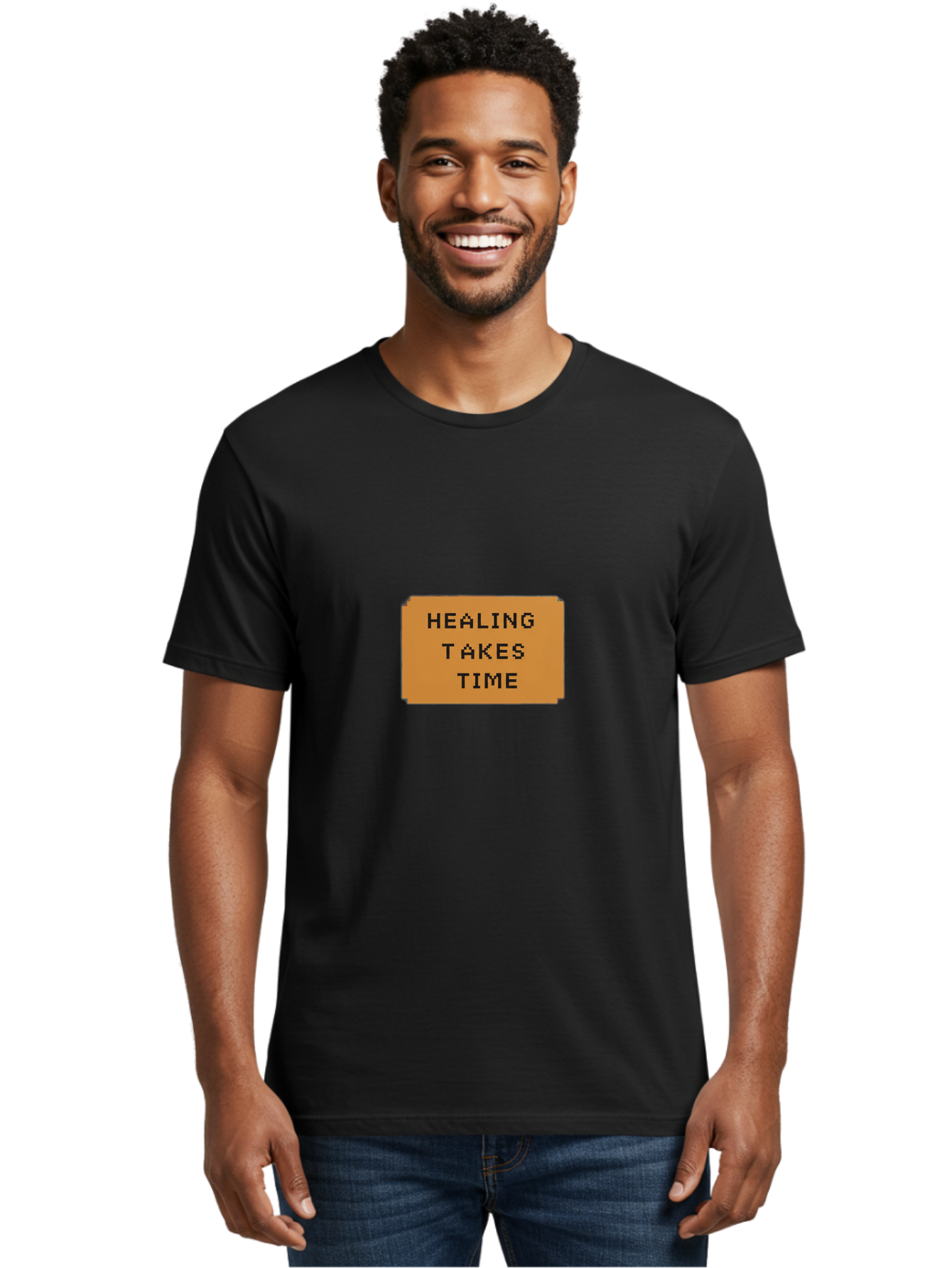 Healing-Takes-Time-1 Men'S Graphic Tee, 100% Cotton, Comfortable Casual Summer Wear, Machine Washable, Healing Takes Time, Motivational Quote, Inspirational Message, Mental Health Awareness, Self Care Reminder, Positive Affirmation, Bae031