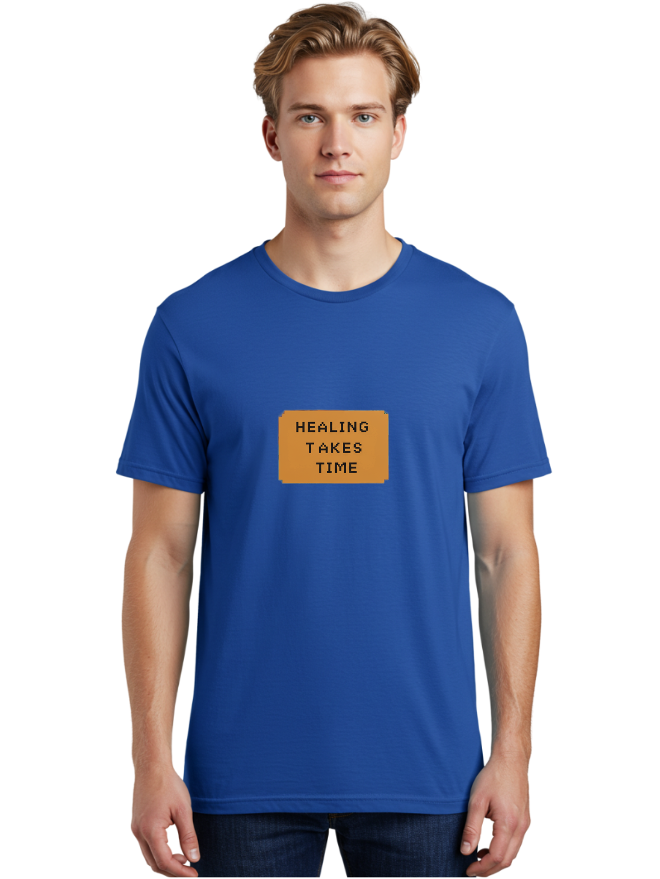 Healing-Takes-Time-1 Men'S Graphic Tee, 100% Cotton, Comfortable Casual Summer Wear, Machine Washable, Healing Takes Time, Motivational Quote, Inspirational Message, Mental Health Awareness, Self Care Reminder, Positive Affirmation, Bae031