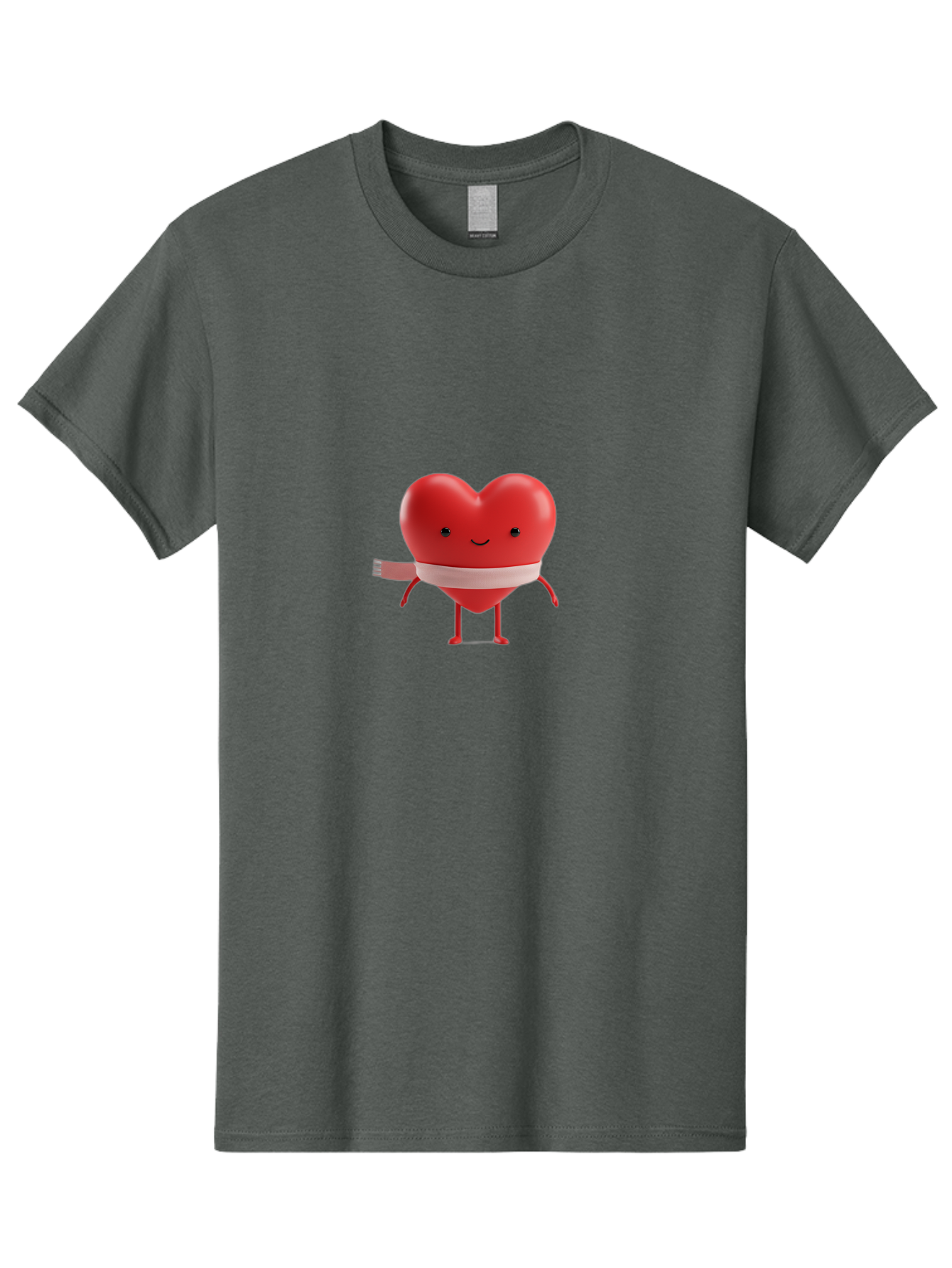 Heart-Character-1 Men'S Graphic Tee, 100% Cotton, Comfortable Casual Summer Wear, Machine Washable, Heart Character, Wounded Heart, Cartoon Heart, Bandaged Heart, Cute Heart, Love Symbol, Heart Health, Heartbreak, Valentine'S Day, Bae037
