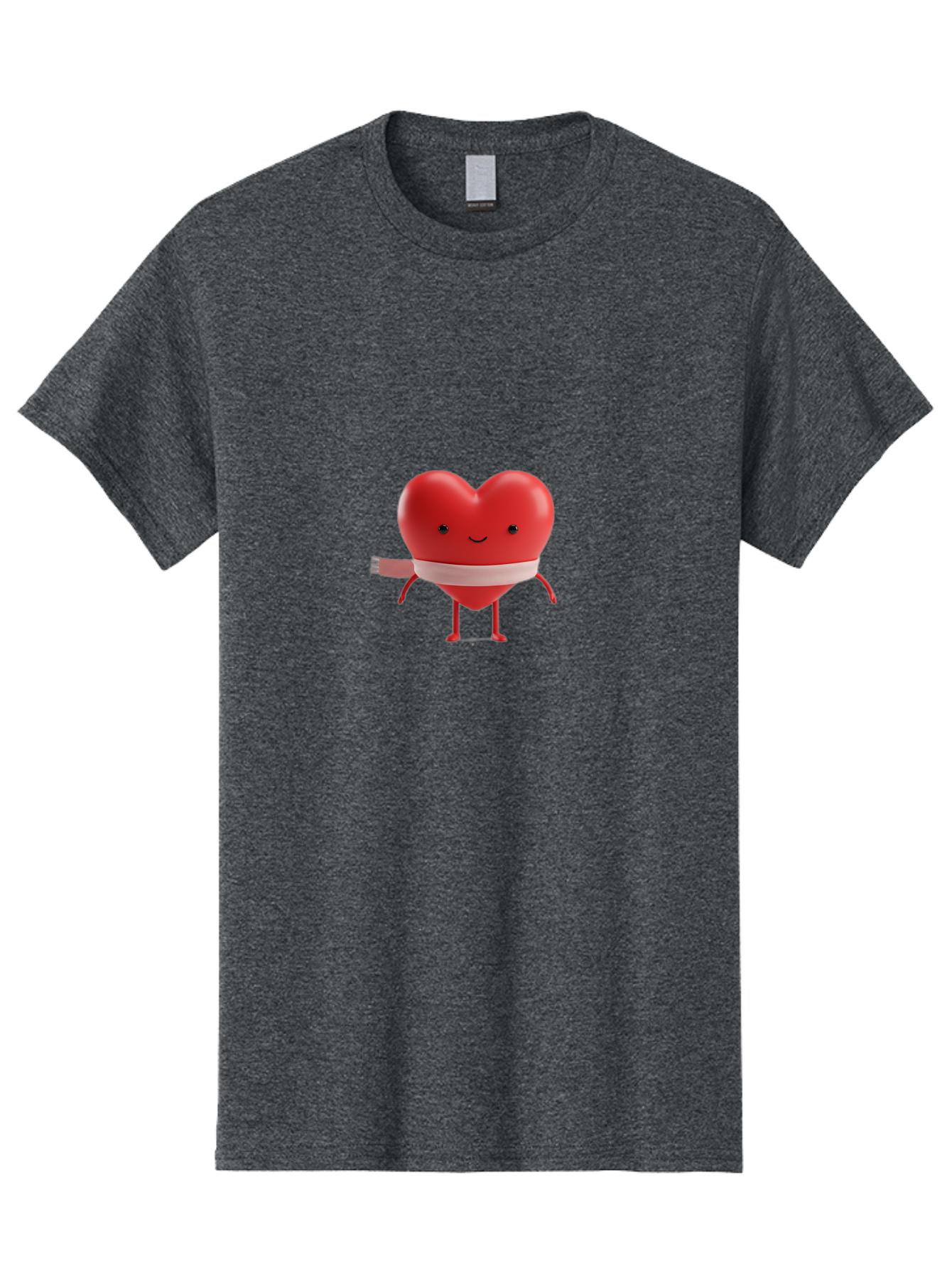 Heart-Character-1 Men'S Graphic Tee, 100% Cotton, Comfortable Casual Summer Wear, Machine Washable, Heart Character, Wounded Heart, Cartoon Heart, Bandaged Heart, Cute Heart, Love Symbol, Heart Health, Heartbreak, Valentine'S Day, Bae037