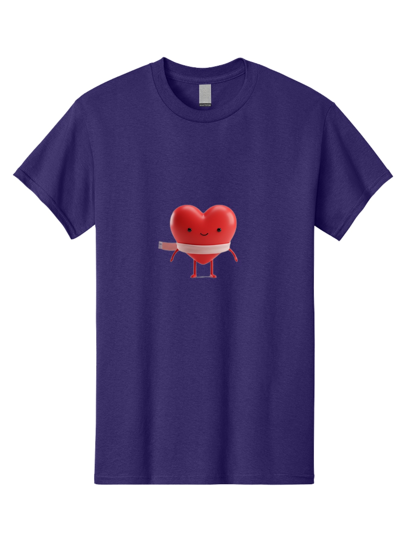 Heart-Character-1 Men'S Graphic Tee, 100% Cotton, Comfortable Casual Summer Wear, Machine Washable, Heart Character, Wounded Heart, Cartoon Heart, Bandaged Heart, Cute Heart, Love Symbol, Heart Health, Heartbreak, Valentine'S Day, Bae037