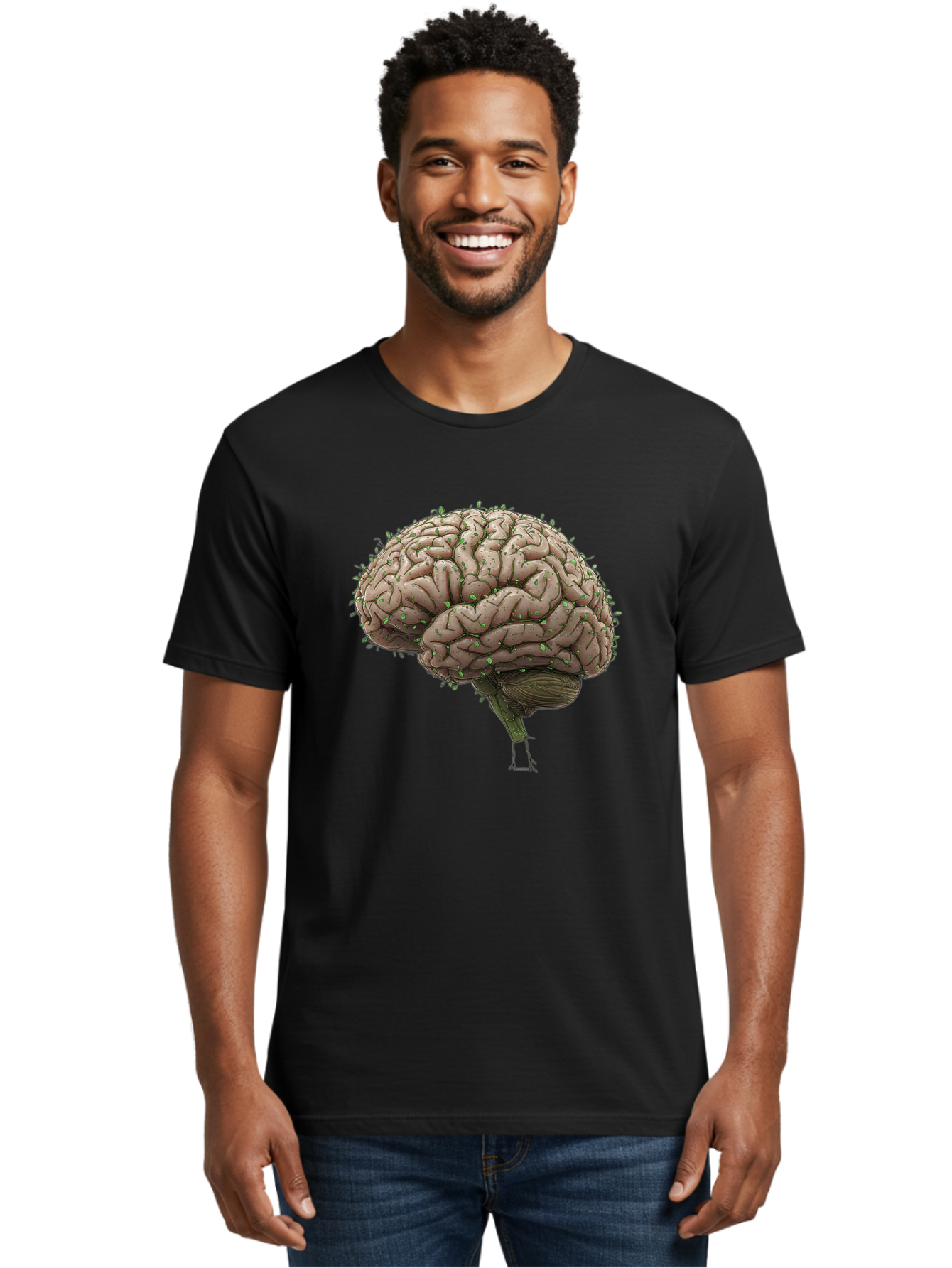 Infected-Brain Men'S Graphic Tee, 100% Cotton, Comfortable Casual Summer Wear, Machine Washable, Human Brain, Bacterial Infection, Neurological Disorder, Cognitive Impairment, Neurodegenerative Disease, Brain Health, Neuroscience, Bae049