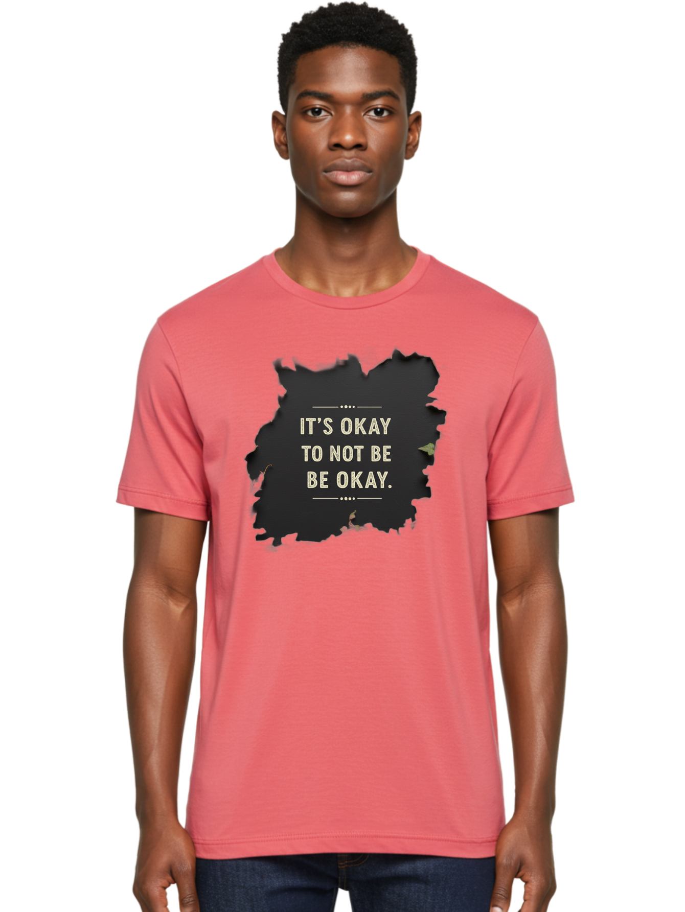 It-S-Okay-To-Not-Be-Okay-5 Men'S Graphic Tee, 100% Cotton, Comfortable Casual Summer Wear, Machine Washable, Mental Health Awareness, Inspirational Quote, Emotional Support, Self Care, Positive Affirmation, Motivational Message, Bae054