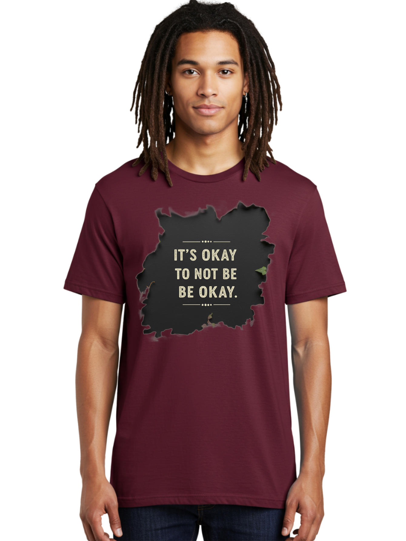 It-S-Okay-To-Not-Be-Okay-5 Men'S Graphic Tee, 100% Cotton, Comfortable Casual Summer Wear, Machine Washable, Mental Health Awareness, Inspirational Quote, Emotional Support, Self Care, Positive Affirmation, Motivational Message, Bae054