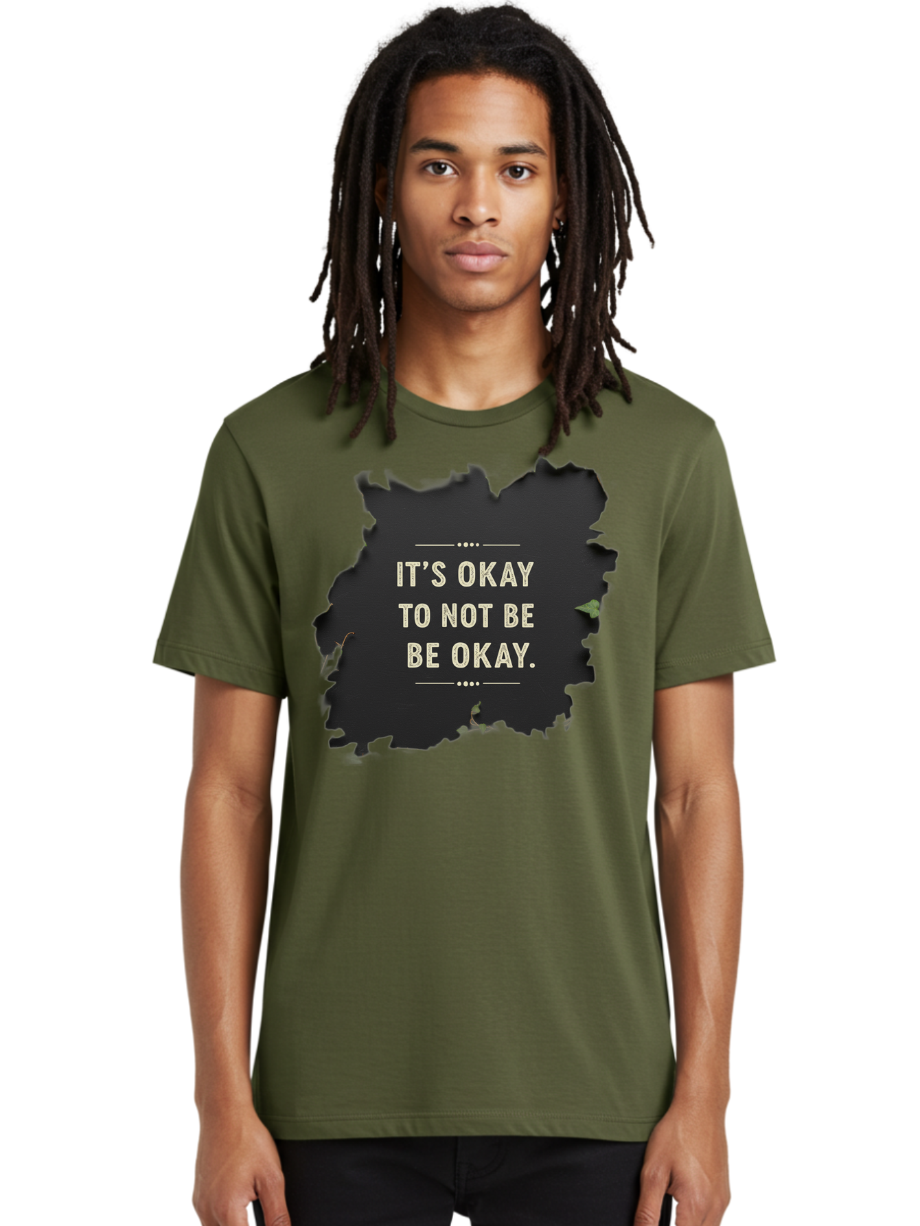 It-S-Okay-To-Not-Be-Okay-5 Men'S Graphic Tee, 100% Cotton, Comfortable Casual Summer Wear, Machine Washable, Mental Health Awareness, Inspirational Quote, Emotional Support, Self Care, Positive Affirmation, Motivational Message, Bae054