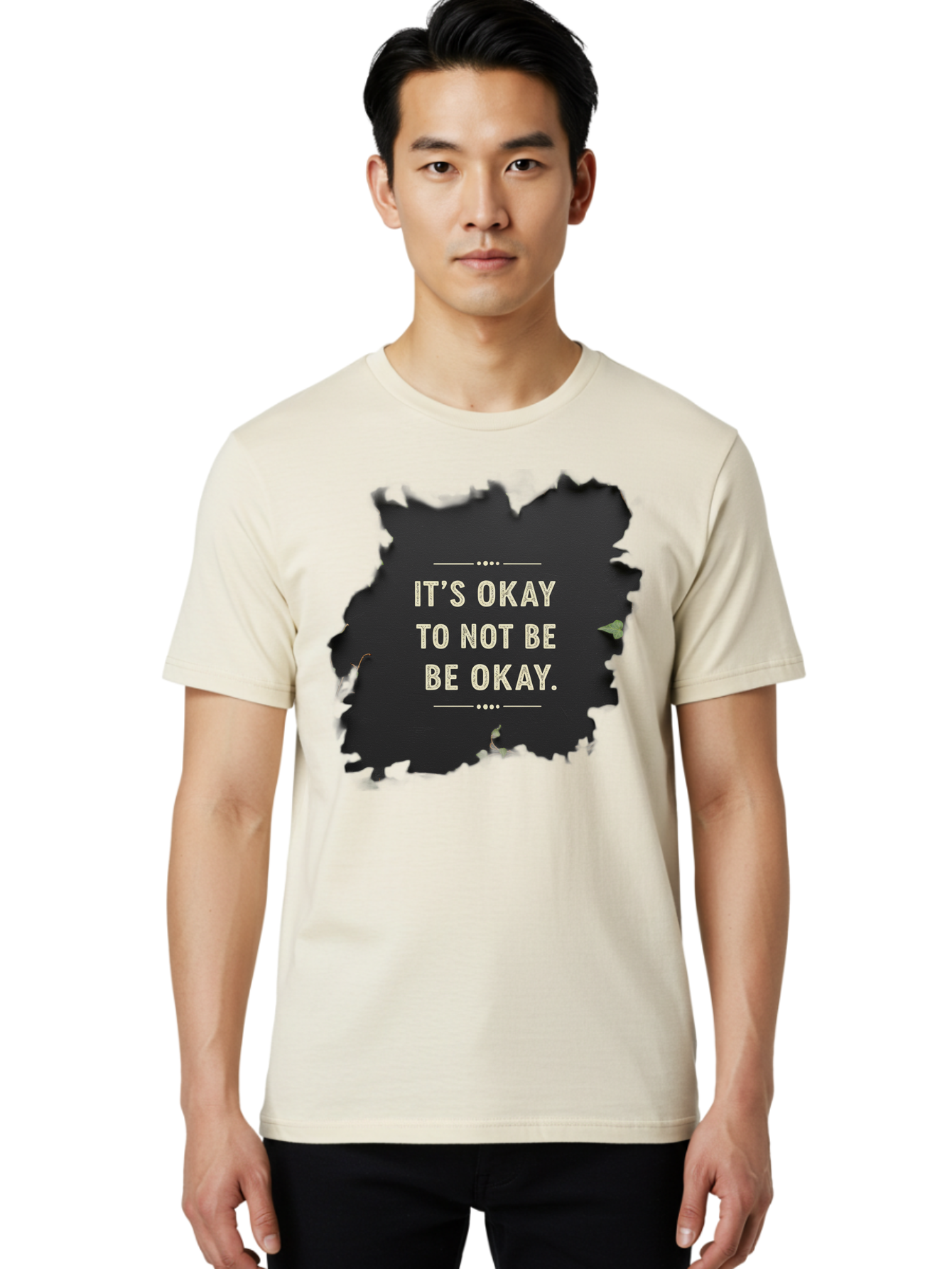 It-S-Okay-To-Not-Be-Okay-5 Men'S Graphic Tee, 100% Cotton, Comfortable Casual Summer Wear, Machine Washable, Mental Health Awareness, Inspirational Quote, Emotional Support, Self Care, Positive Affirmation, Motivational Message, Bae054