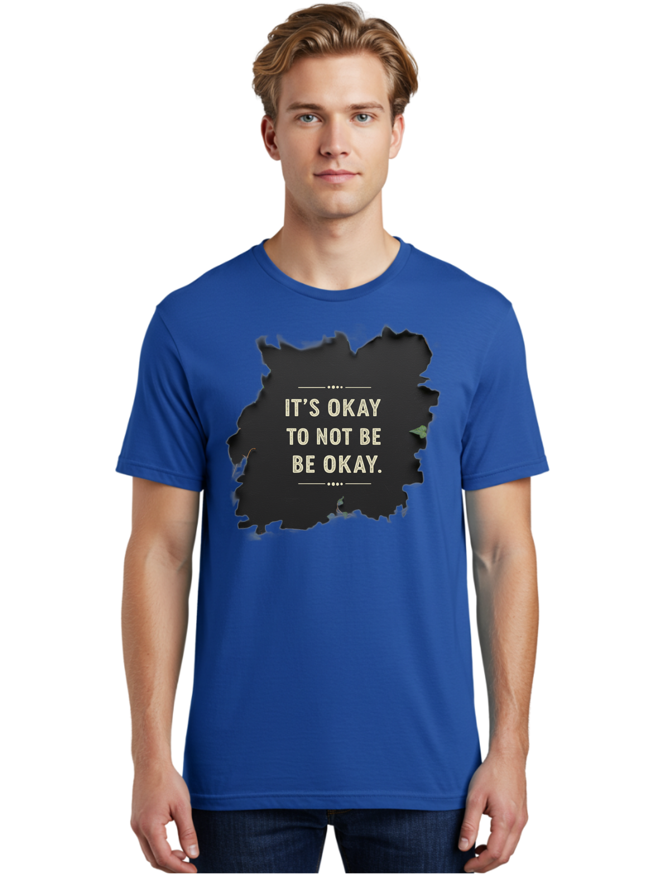 It-S-Okay-To-Not-Be-Okay-5 Men'S Graphic Tee, 100% Cotton, Comfortable Casual Summer Wear, Machine Washable, Mental Health Awareness, Inspirational Quote, Emotional Support, Self Care, Positive Affirmation, Motivational Message, Bae054