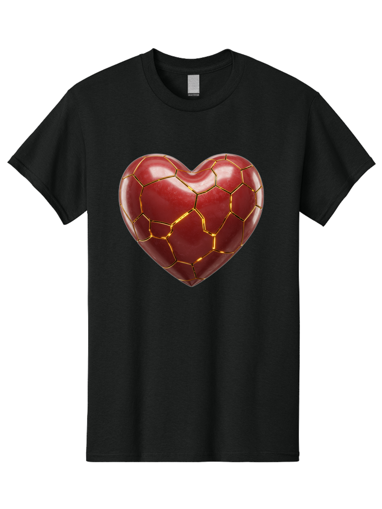 Kintsugi-Heart-2 Men'S Graphic Tee, 100% Cotton, Comfortable Casual Summer Wear, Machine Washable, Kintsugi Heart, Broken Heart, Golden Repair, Red Heart, Japanese Art, Emotional Healing, Symbolic Art, Unique Design, Heart Shape Bae057