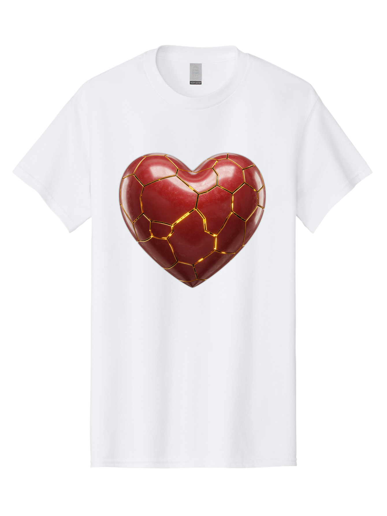 Kintsugi-Heart-2 Men'S Graphic Tee, 100% Cotton, Comfortable Casual Summer Wear, Machine Washable, Kintsugi Heart, Broken Heart, Golden Repair, Red Heart, Japanese Art, Emotional Healing, Symbolic Art, Unique Design, Heart Shape Bae057