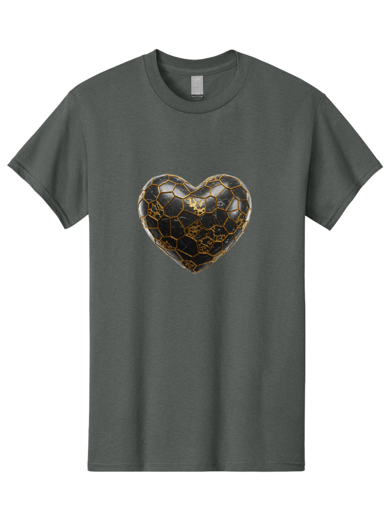 Kintsugi-Heart-4 Men'S Graphic Tee, 100% Cotton, Comfortable Casual Summer Wear, Machine Washable, Kintsugi Heart, Broken Heart, Golden Repair, Black Ceramic, Mended Love, Imperfect Beauty, Artisanal Craftsmanship, Unique Design, Bae059