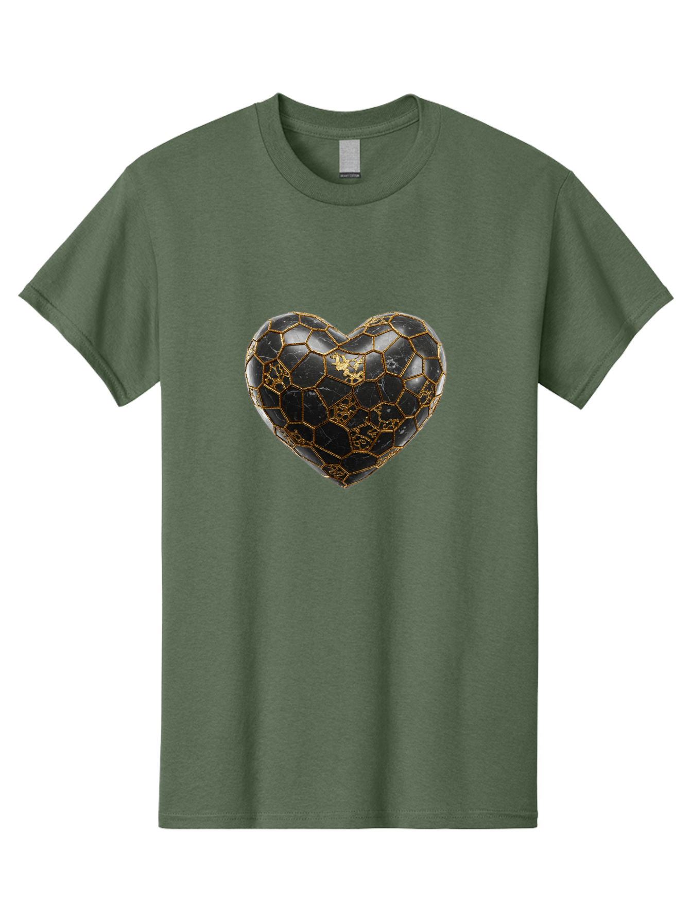 Kintsugi-Heart-4 Men'S Graphic Tee, 100% Cotton, Comfortable Casual Summer Wear, Machine Washable, Kintsugi Heart, Broken Heart, Golden Repair, Black Ceramic, Mended Love, Imperfect Beauty, Artisanal Craftsmanship, Unique Design, Bae059
