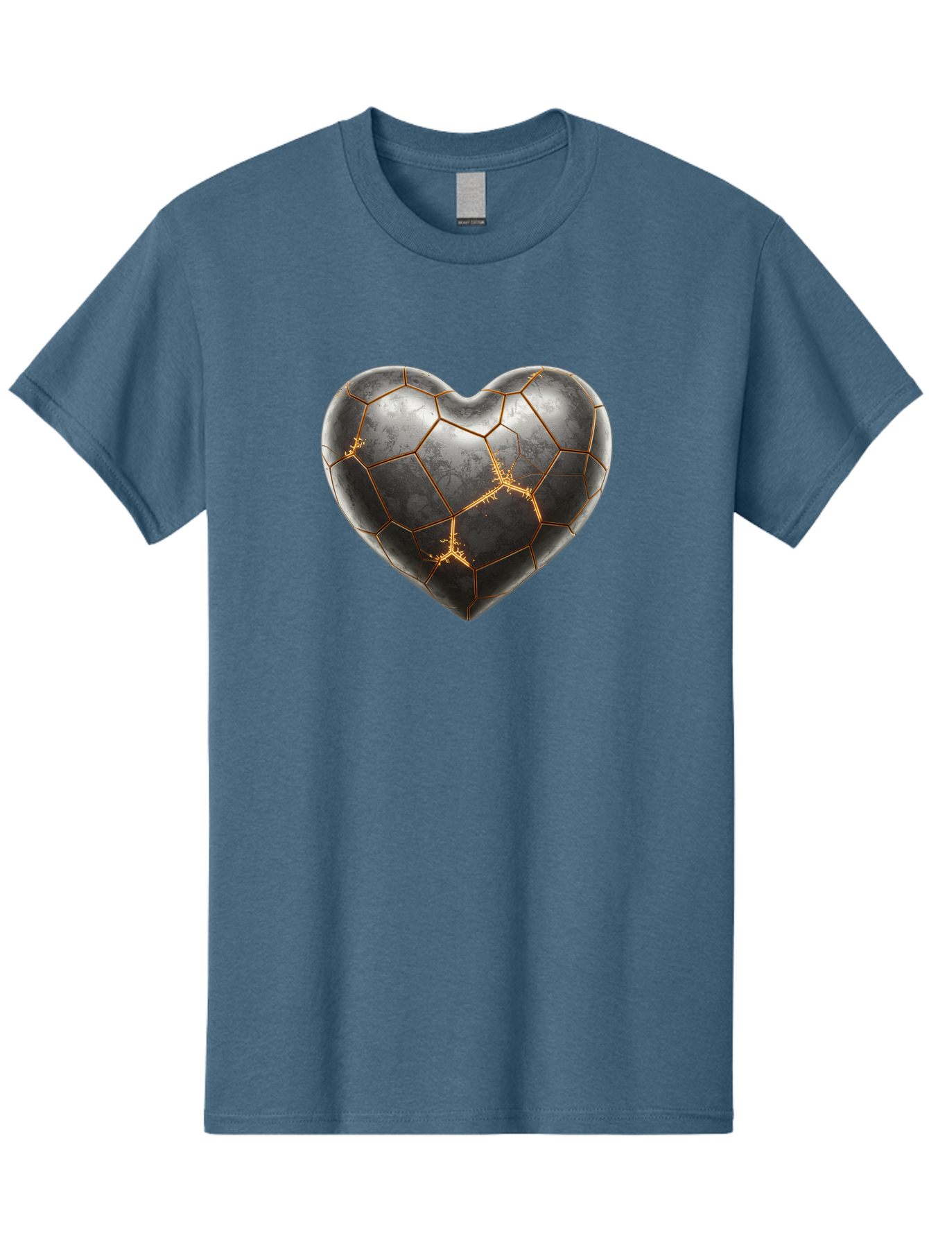 Kintsugi-Heart-7 Men'S Graphic Tee, 100% Cotton, Comfortable Casual Summer Wear, Machine Washable, Heart Shape, Kintsugi Repair, Gold Cracks, Broken Heart, Metal Texture, Abstract Art, Unique Design, Symbolic Representation, Emotional Healing Bae062