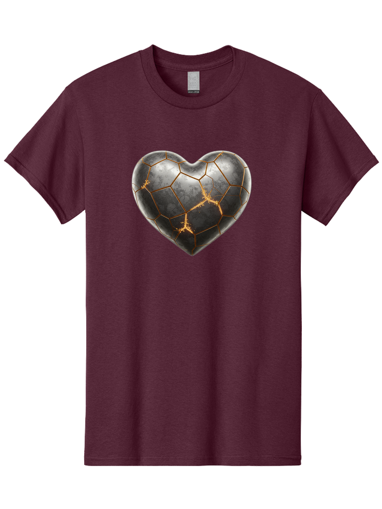 Kintsugi-Heart-7 Men'S Graphic Tee, 100% Cotton, Comfortable Casual Summer Wear, Machine Washable, Heart Shape, Kintsugi Repair, Gold Cracks, Broken Heart, Metal Texture, Abstract Art, Unique Design, Symbolic Representation, Emotional Healing Bae062