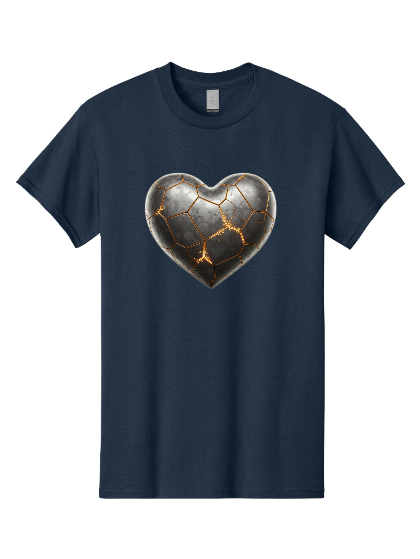 Kintsugi-Heart-7 Men'S Graphic Tee, 100% Cotton, Comfortable Casual Summer Wear, Machine Washable, Heart Shape, Kintsugi Repair, Gold Cracks, Broken Heart, Metal Texture, Abstract Art, Unique Design, Symbolic Representation, Emotional Healing Bae062