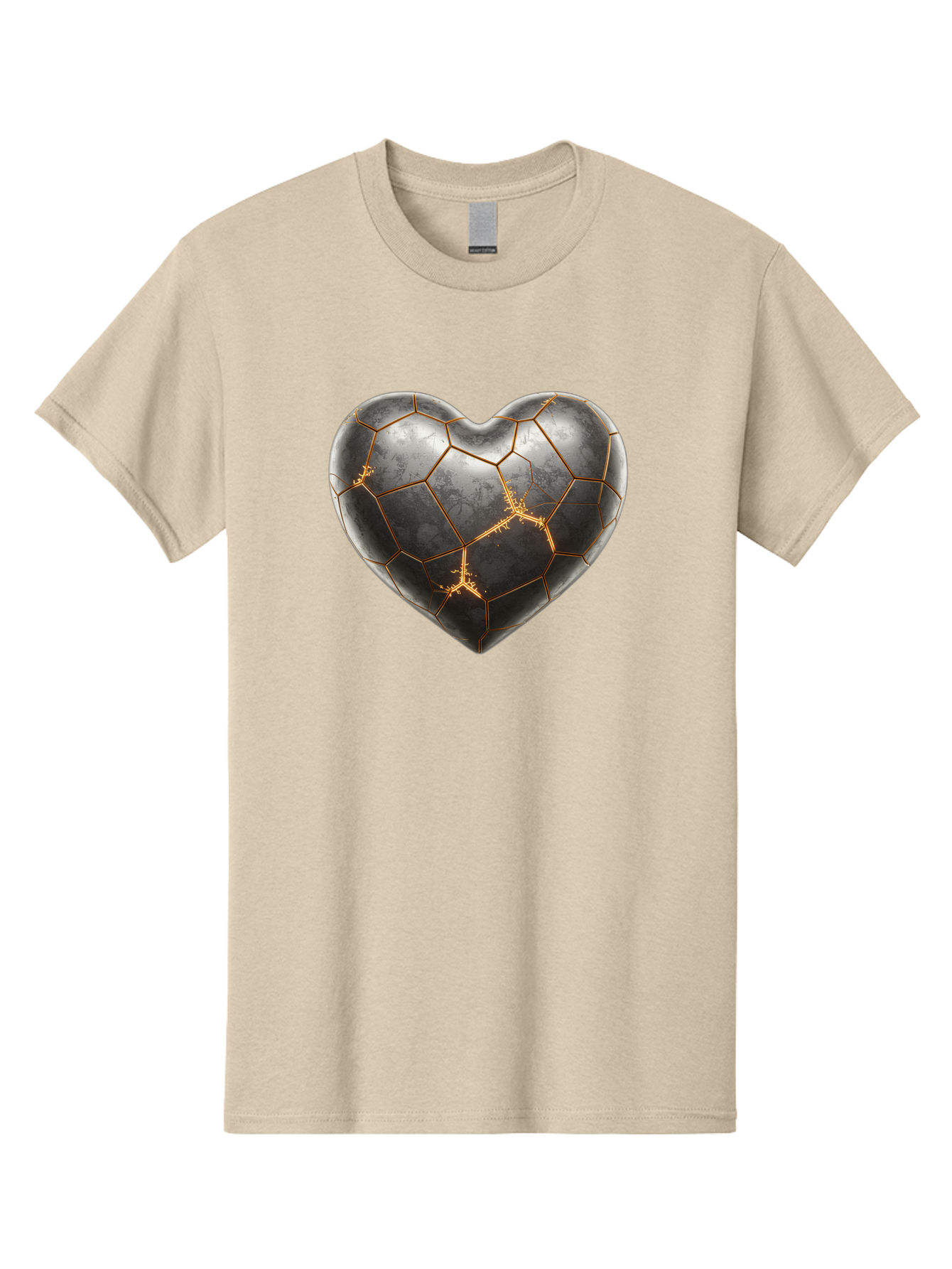 Kintsugi-Heart-7 Men'S Graphic Tee, 100% Cotton, Comfortable Casual Summer Wear, Machine Washable, Heart Shape, Kintsugi Repair, Gold Cracks, Broken Heart, Metal Texture, Abstract Art, Unique Design, Symbolic Representation, Emotional Healing Bae062