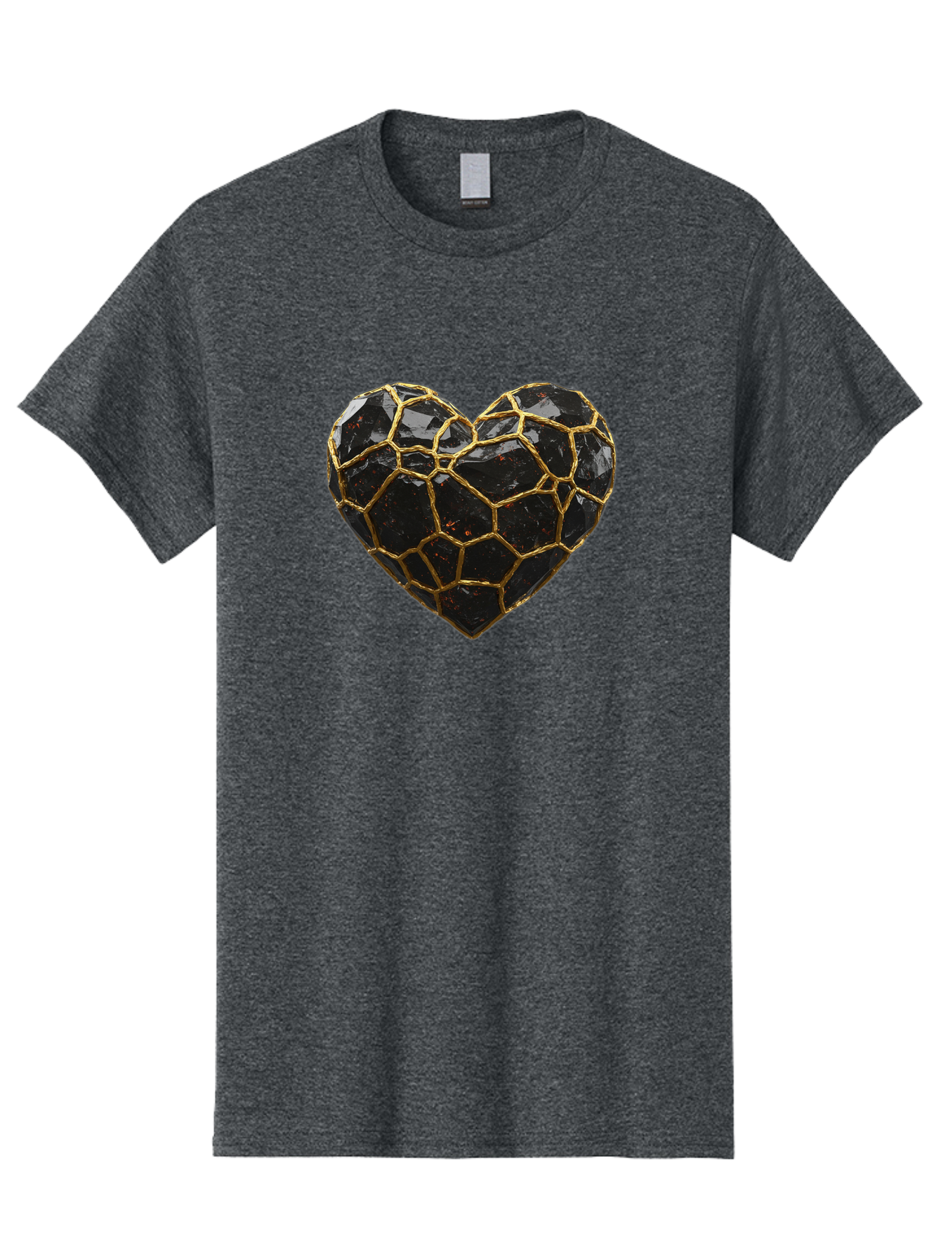 Kintsugi-Heart-8 Men'S Graphic Tee, 100% Cotton, Comfortable Casual Summer Wear, Machine Washable, Kintsugi Art, Broken Heart, Gold Repair, Cracked Gemstone, Luxury Jewelry, Unique Decoration, Symbolic Heart, Repaired Heart, Precious Stone, Bae063
