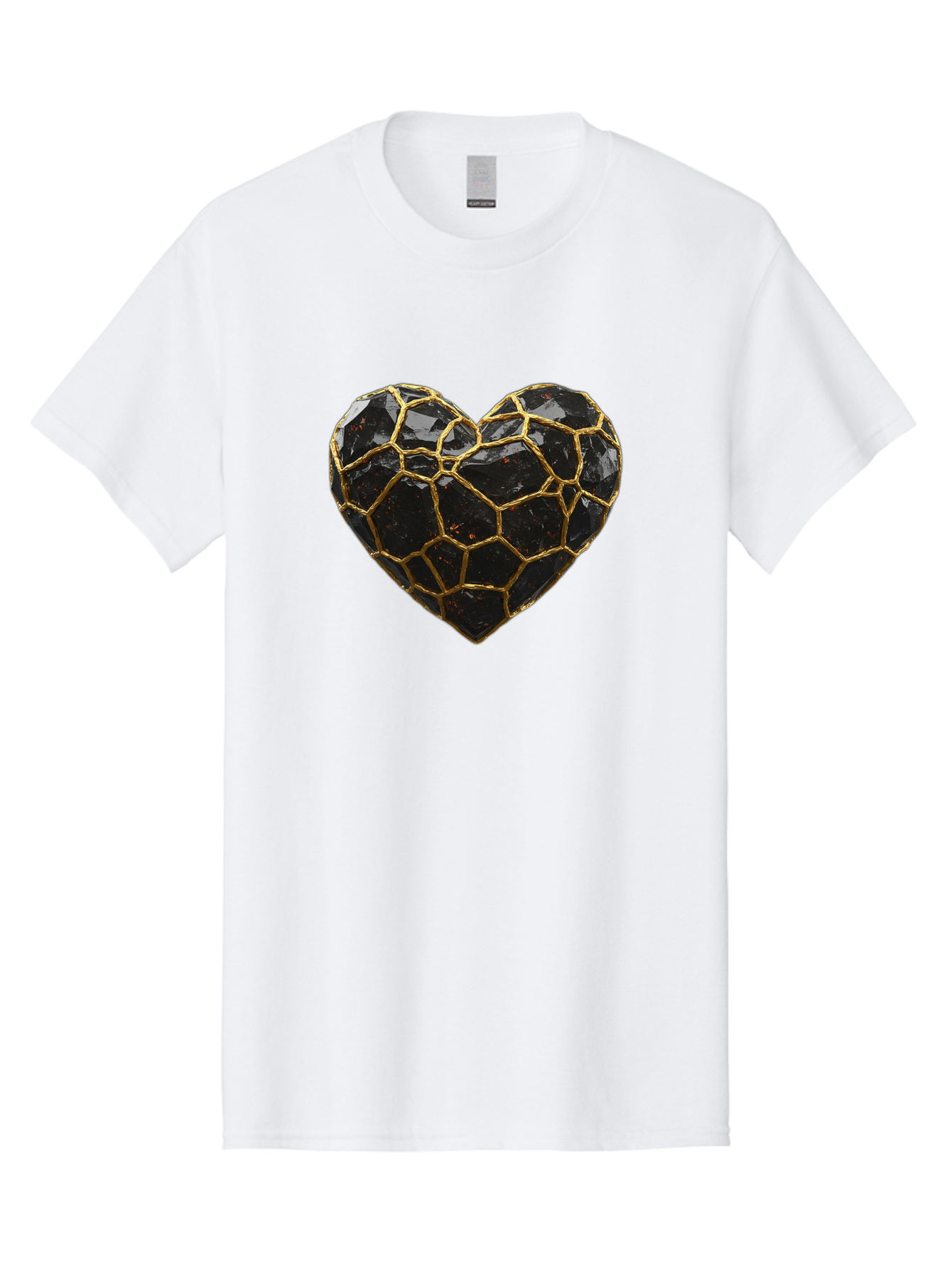 Kintsugi-Heart-8 Men'S Graphic Tee, 100% Cotton, Comfortable Casual Summer Wear, Machine Washable, Kintsugi Art, Broken Heart, Gold Repair, Cracked Gemstone, Luxury Jewelry, Unique Decoration, Symbolic Heart, Repaired Heart, Precious Stone, Bae063