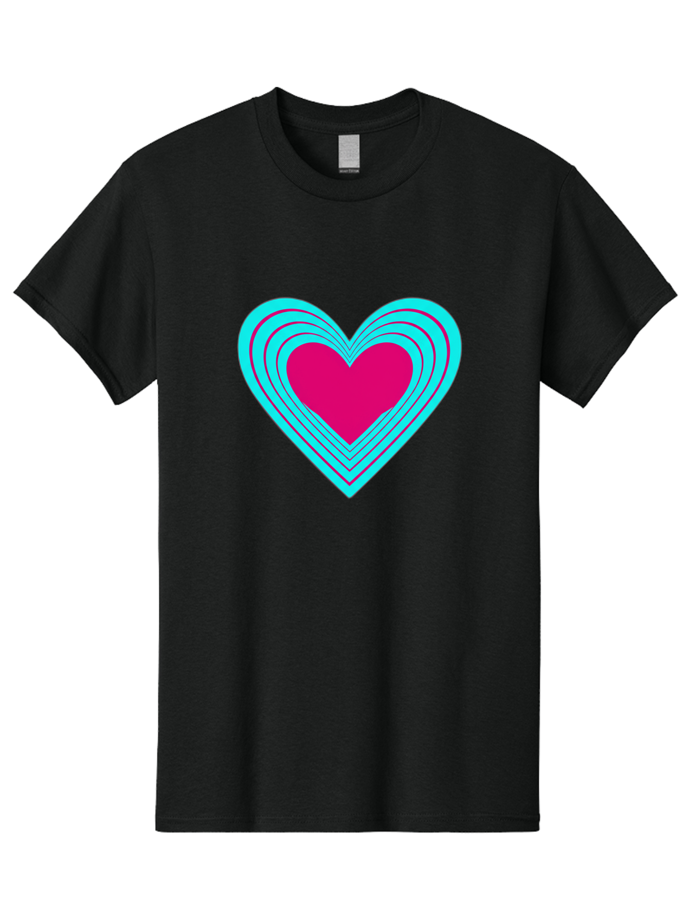 Layered-Heart Men'S Graphic Tee, 100% Cotton, Comfortable Casual Summer Wear, Machine Washable, Layered Heart, Pink And Blue Heart, Love Symbol, Valentine'S Day, Heart Shape, Digital Art, Graphic Design, Layered Effect Bae065