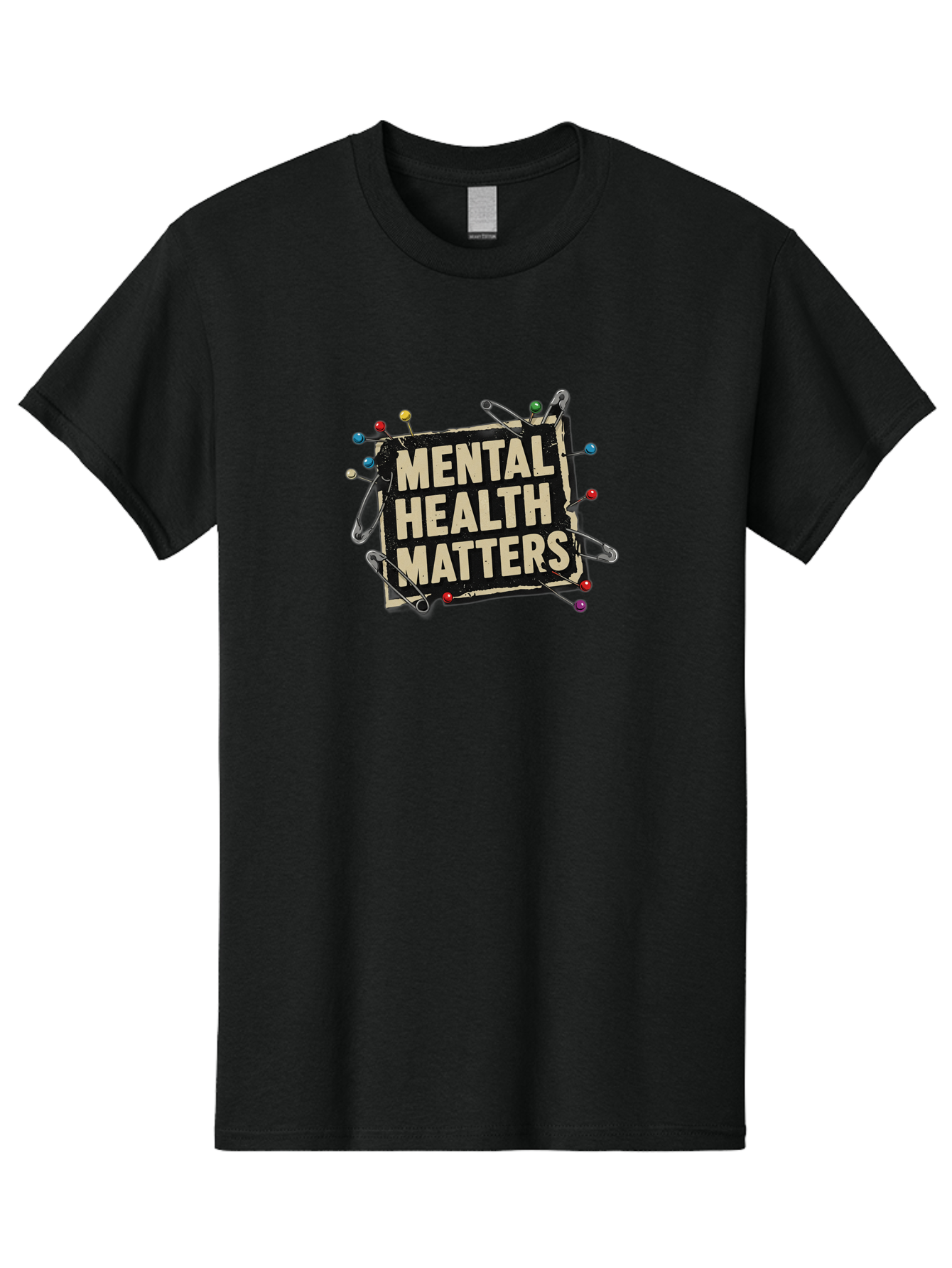 Mental-Health-Matters-2 Men'S Graphic Tee, 100% Cotton, Comfortable Casual Summer Wear, Machine Washable, Mental Health Awareness, Mental Health Matters, Mental Health Importance, Safety Pins, Emotional Support, Mental Wellness, Self Care, Bae067