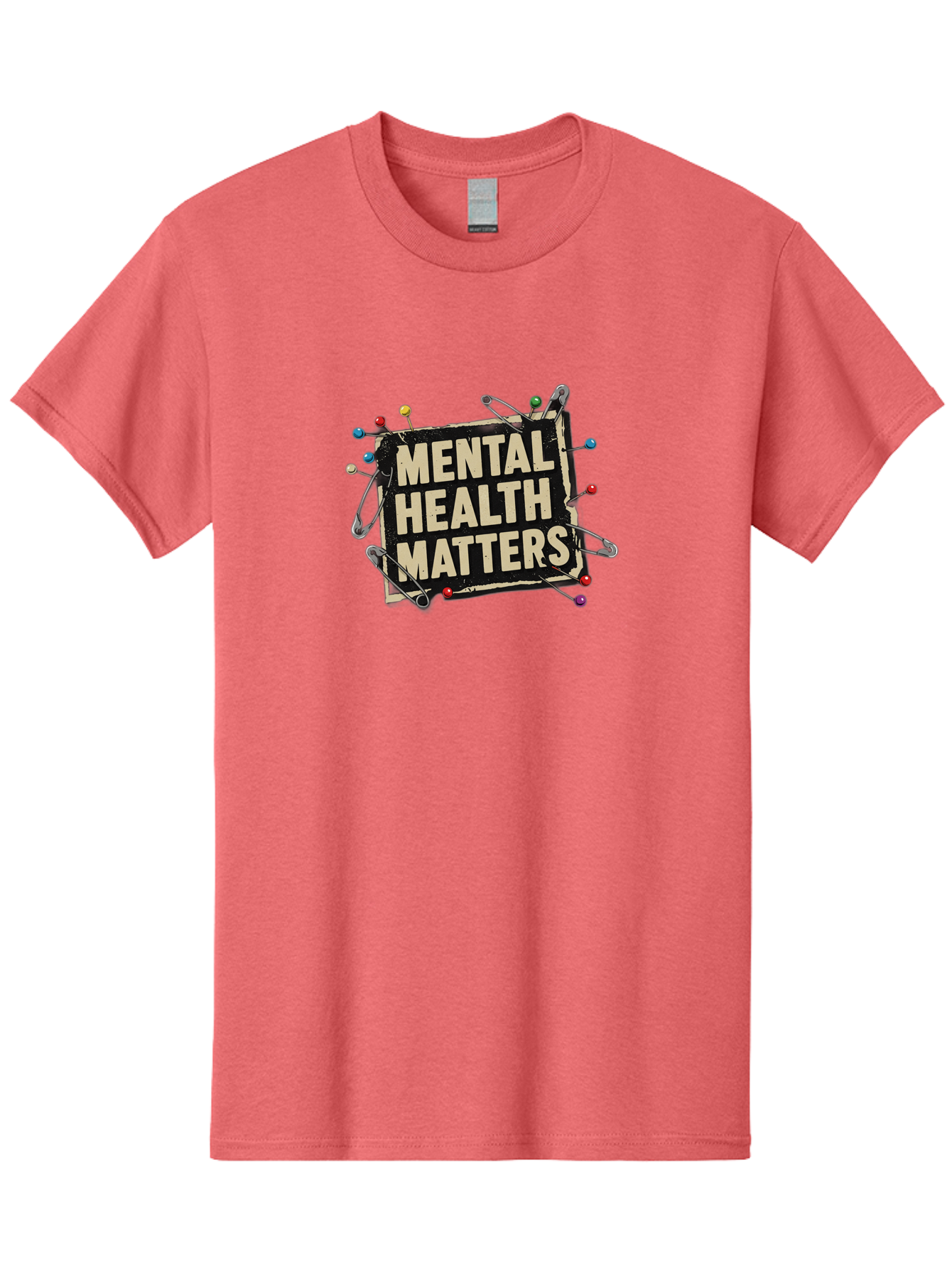 Mental-Health-Matters-2 Men'S Graphic Tee, 100% Cotton, Comfortable Casual Summer Wear, Machine Washable, Mental Health Awareness, Mental Health Matters, Mental Health Importance, Safety Pins, Emotional Support, Mental Wellness, Self Care, Bae067