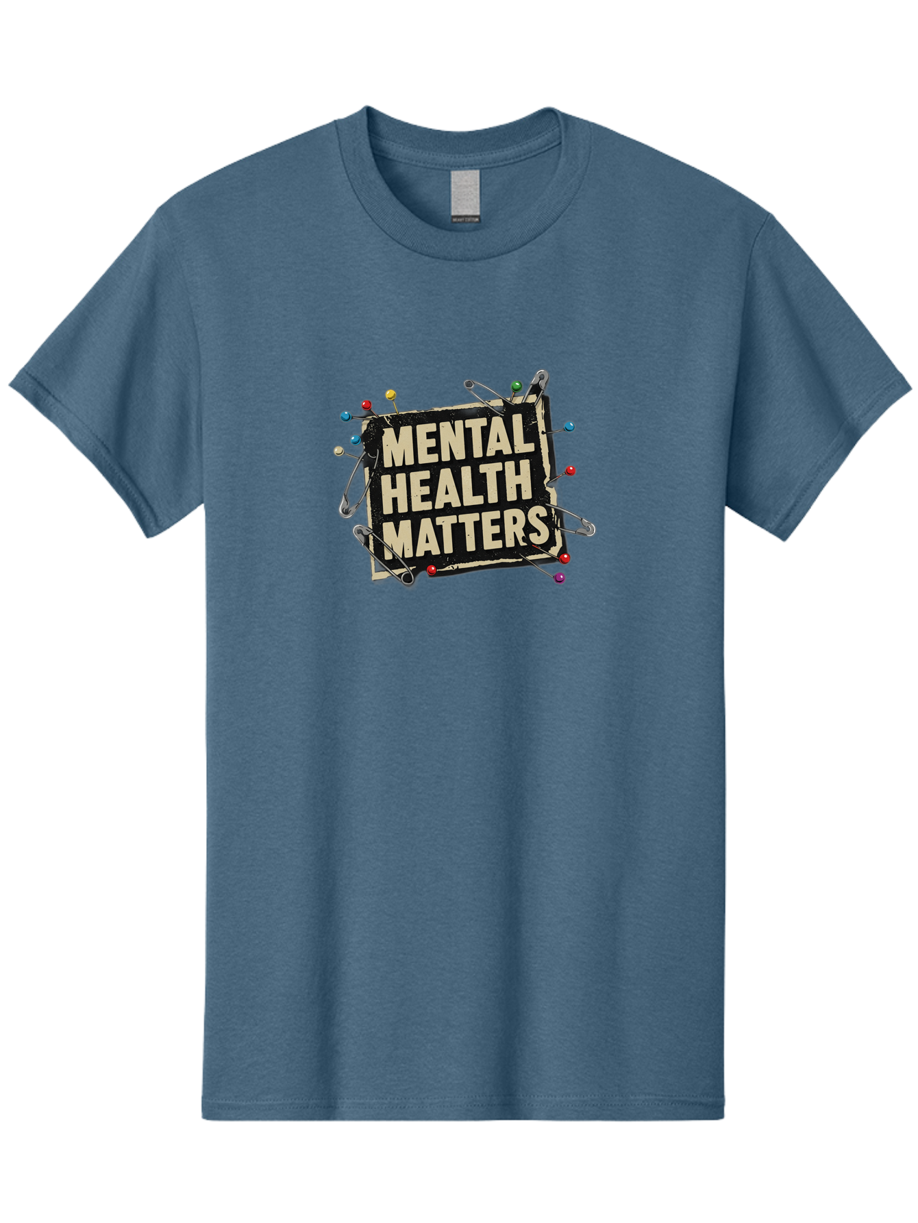 Mental-Health-Matters-2 Men'S Graphic Tee, 100% Cotton, Comfortable Casual Summer Wear, Machine Washable, Mental Health Awareness, Mental Health Matters, Mental Health Importance, Safety Pins, Emotional Support, Mental Wellness, Self Care, Bae067