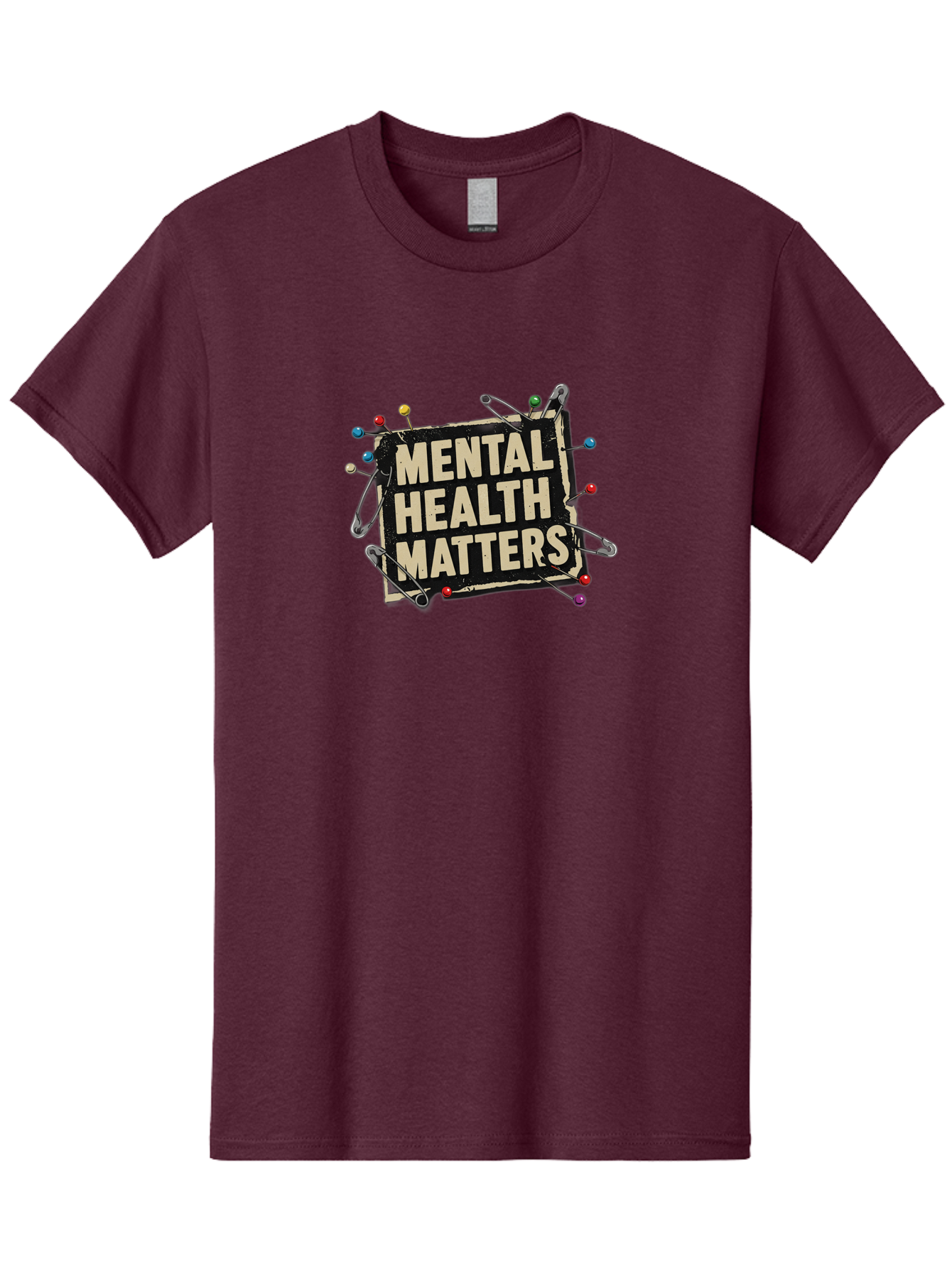 Mental-Health-Matters-2 Men'S Graphic Tee, 100% Cotton, Comfortable Casual Summer Wear, Machine Washable, Mental Health Awareness, Mental Health Matters, Mental Health Importance, Safety Pins, Emotional Support, Mental Wellness, Self Care, Bae067