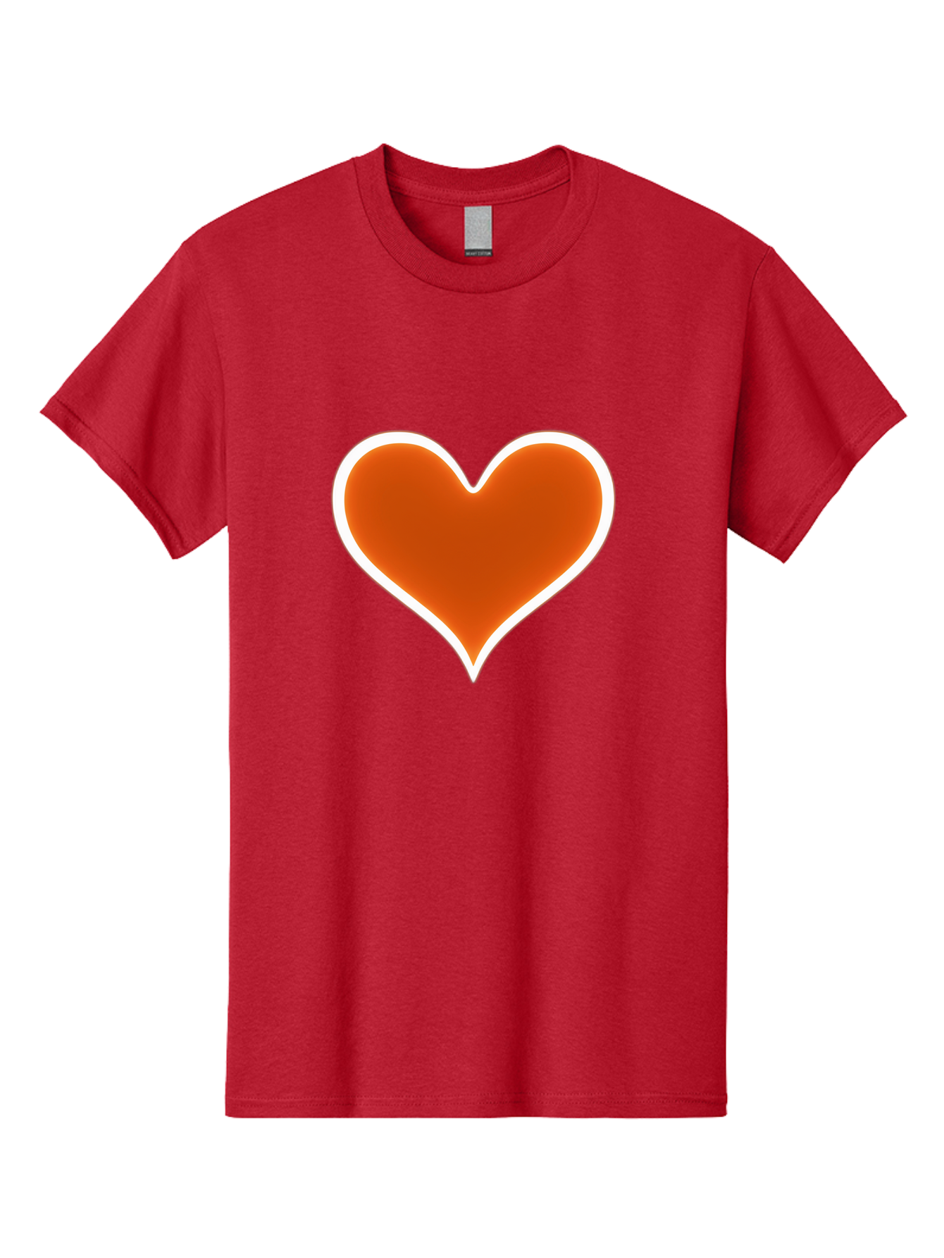 Orange-Heart Men'S Graphic Tee, 100% Cotton, Comfortable Casual Summer Wear, Machine Washable, Orange Heart Symbol, Love Icon, Heart Shape, White Outline, Love Sign, Heart Illustration, Orange Color, Heart Graphic Bae073